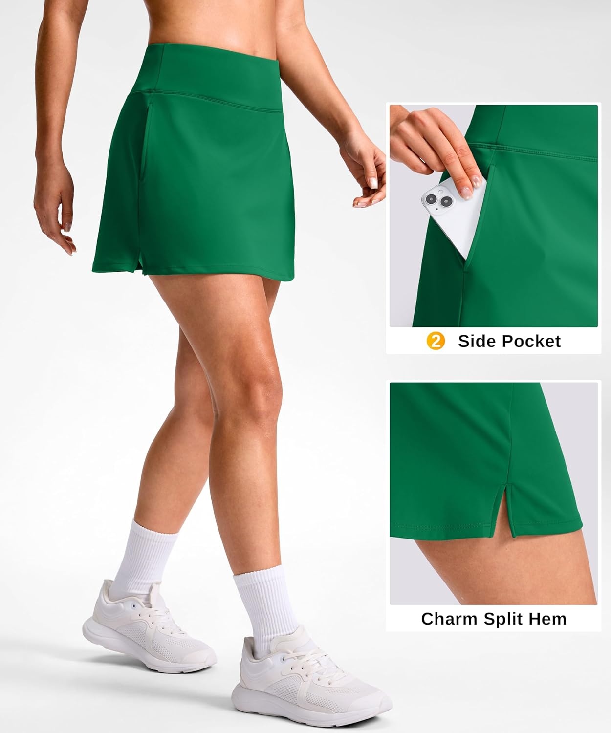 image:imageSANTINY 1416 Skorts for Women with 3 Pockets High Waisted Casual Golf Skort Pickleball Athletic Tennis SkirtGreen