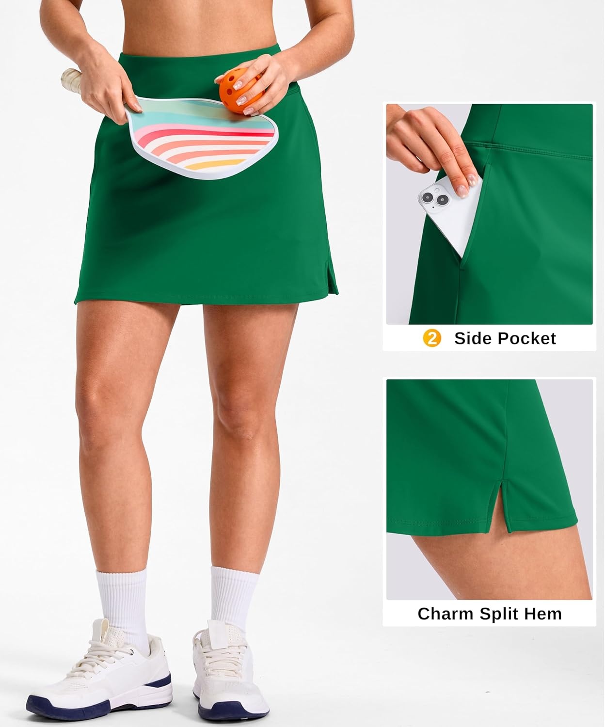 image:imageSANTINY 1416 Skorts for Women with 3 Pockets High Waisted Casual Golf Skort Pickleball Athletic Tennis SkirtGreen
