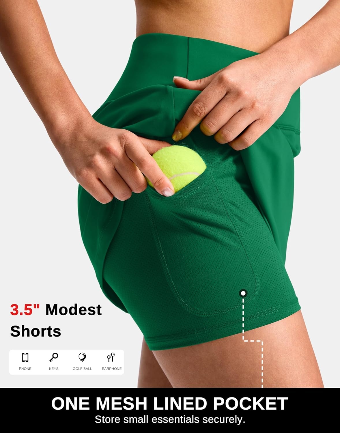 image:imageSANTINY 1416 Skorts for Women with 3 Pockets High Waisted Casual Golf Skort Pickleball Athletic Tennis SkirtGreen