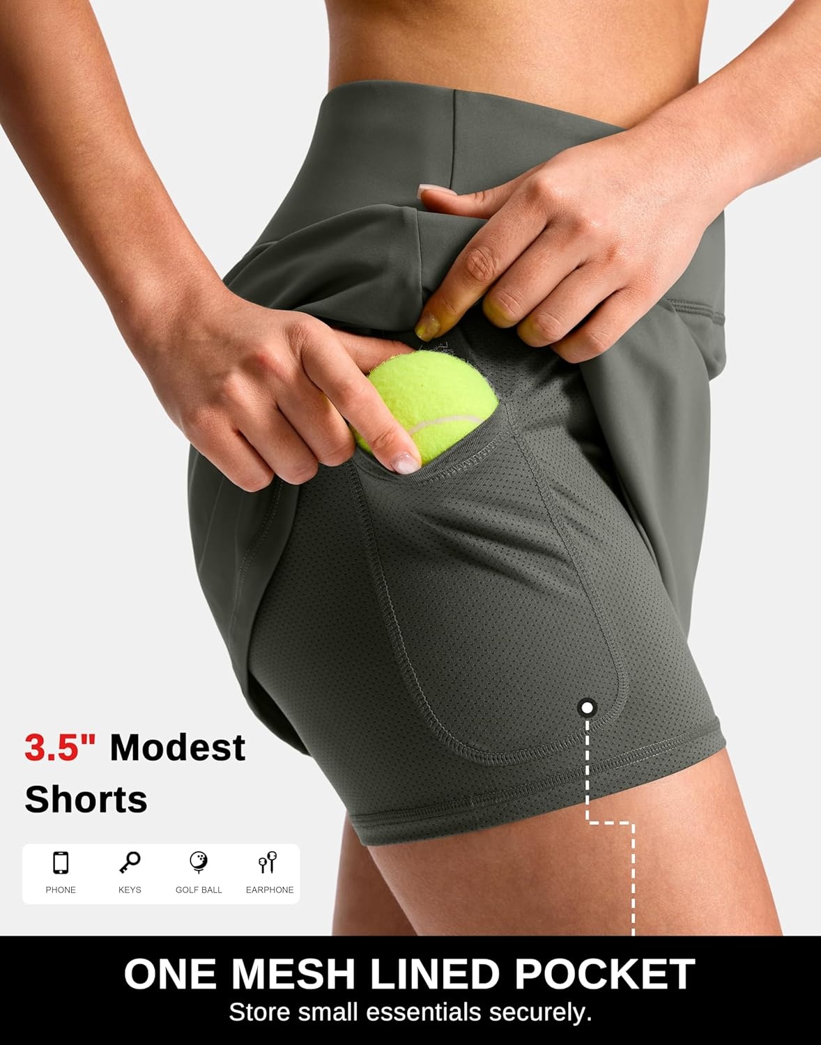 image:imageSANTINY 1416 Skorts for Women with 3 Pockets High Waisted Casual Golf Skort Pickleball Athletic Tennis SkirtGrey Sage