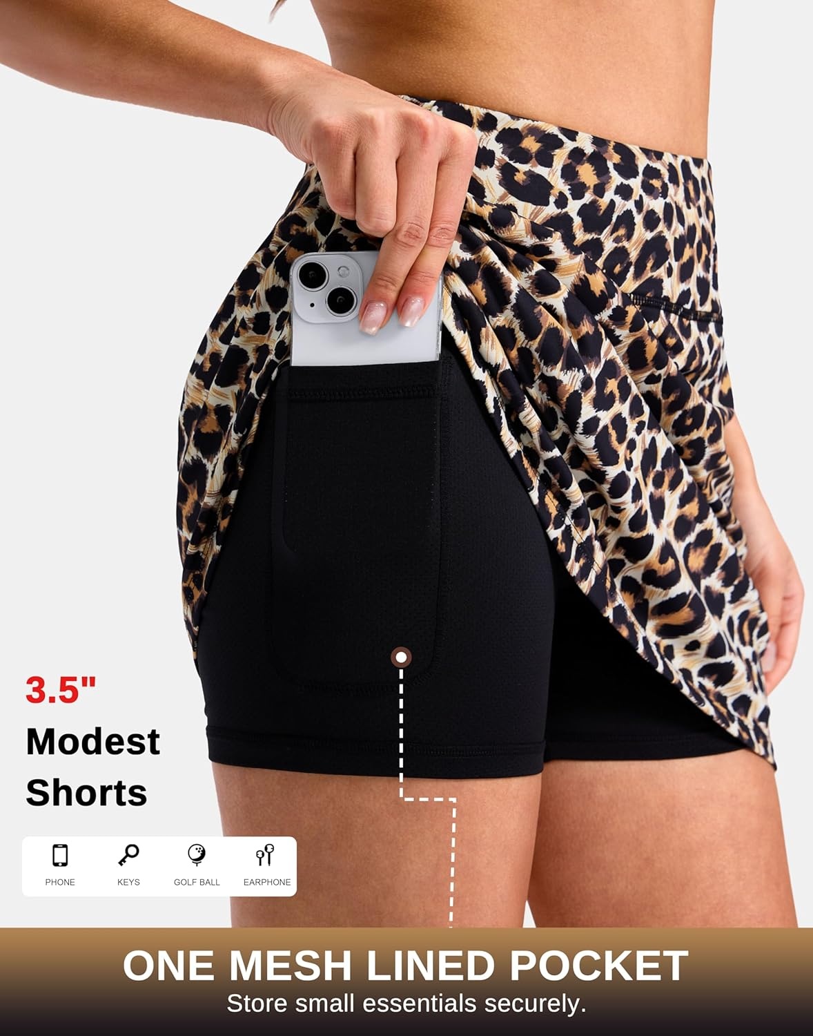 image:imageSANTINY 1416 Skorts for Women with 3 Pockets High Waisted Casual Golf Skort Pickleball Athletic Tennis SkirtLeopard