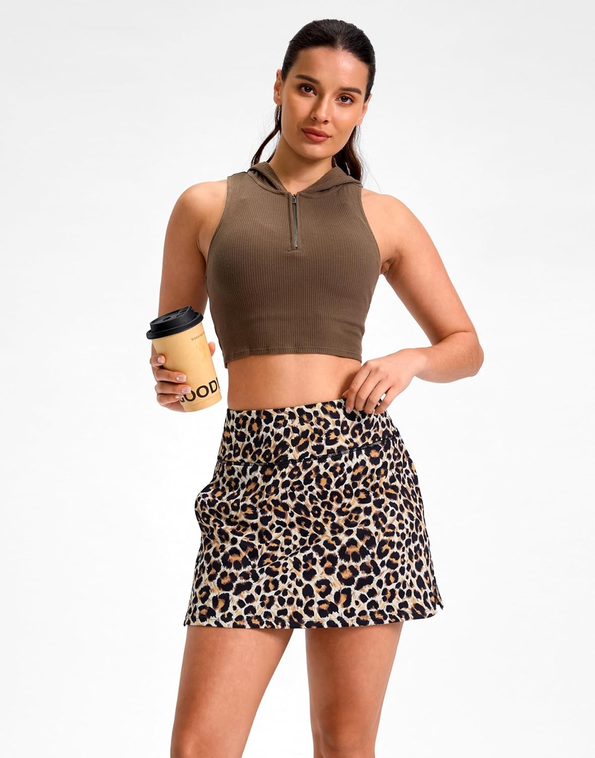 image:imageSANTINY 1416 Skorts for Women with 3 Pockets High Waisted Casual Golf Skort Pickleball Athletic Tennis SkirtLeopard