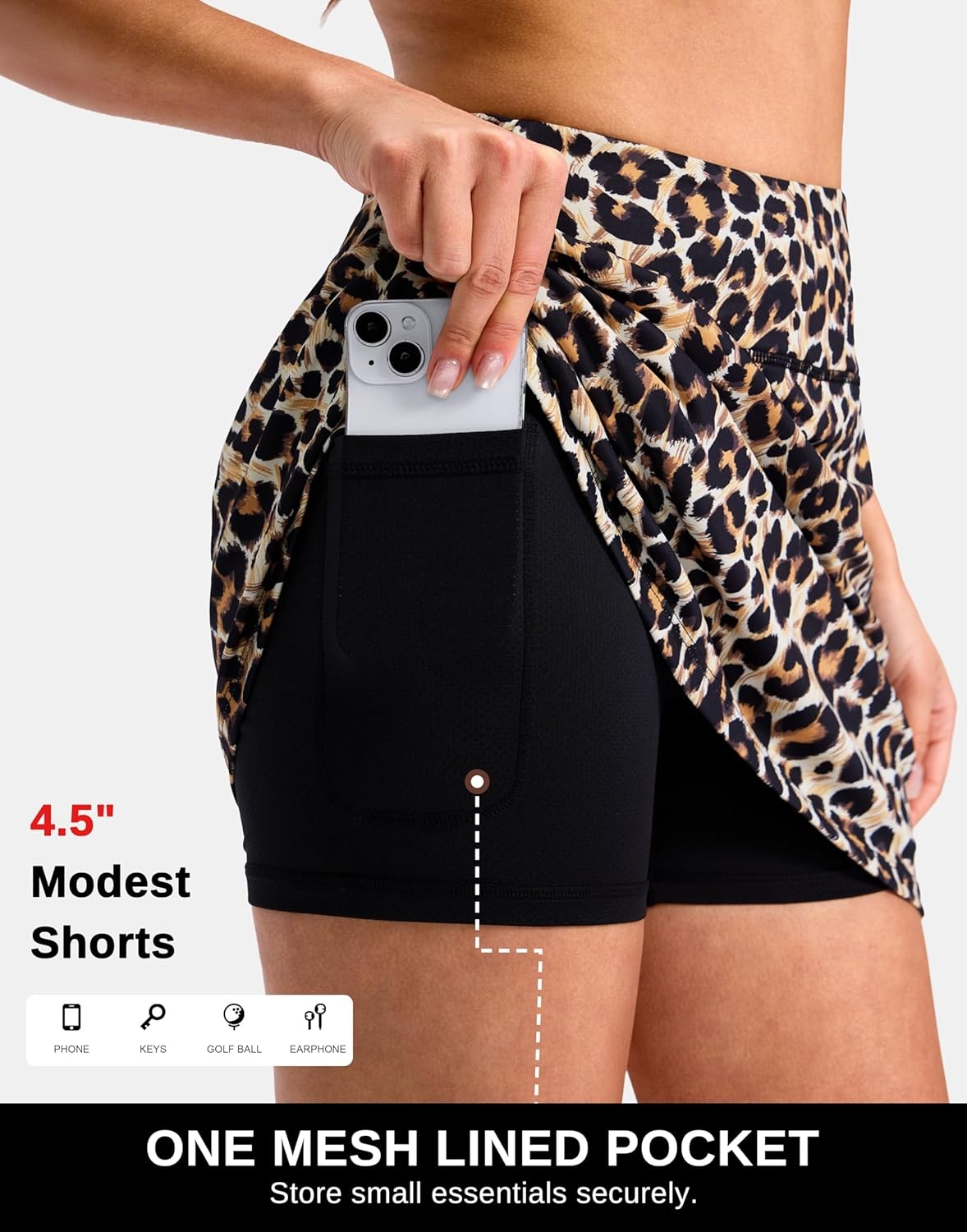 image:imageSANTINY 1416 Skorts for Women with 3 Pockets High Waisted Casual Golf Skort Pickleball Athletic Tennis SkirtLeopard