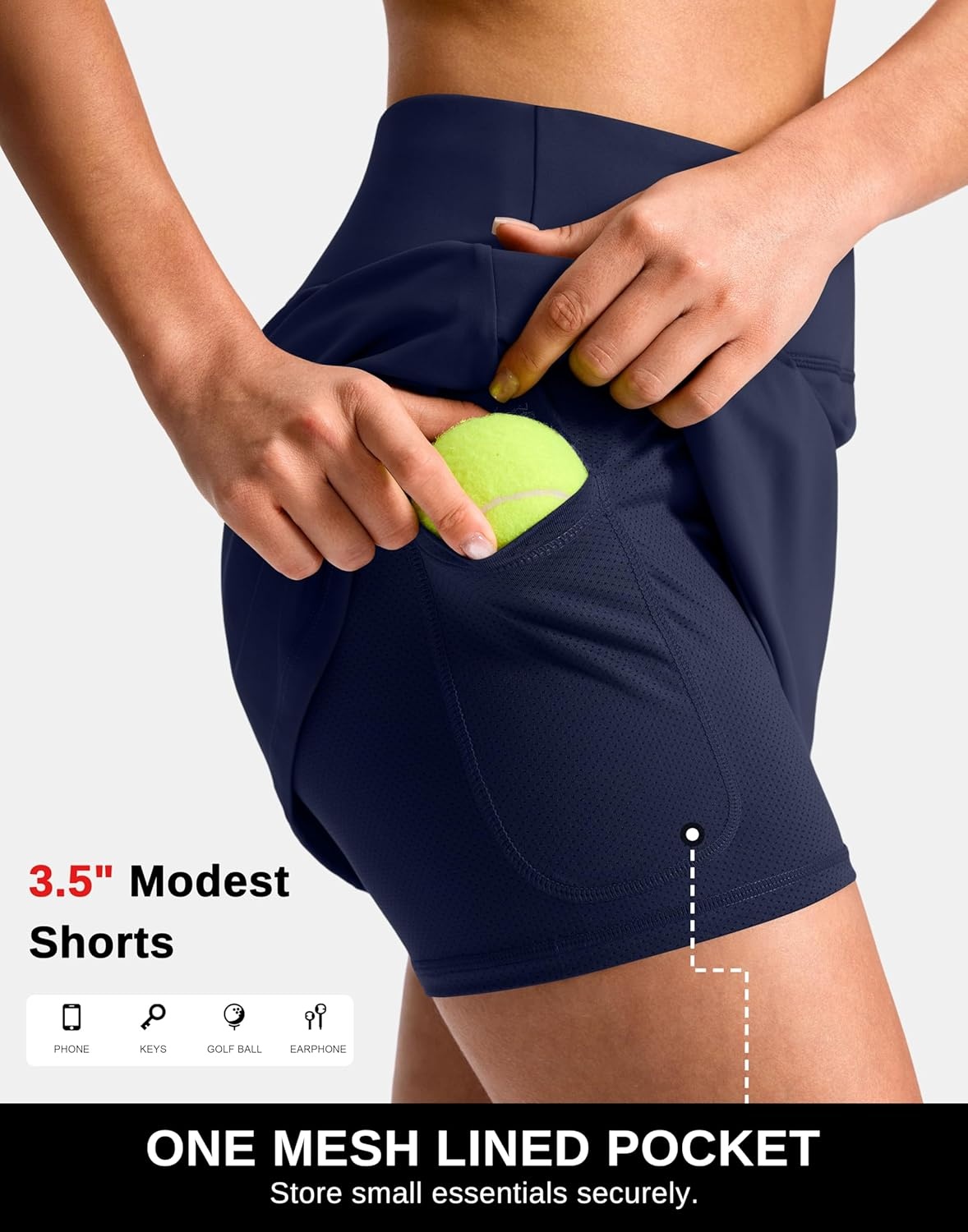 image:imageSANTINY 1416 Skorts for Women with 3 Pockets High Waisted Casual Golf Skort Pickleball Athletic Tennis SkirtNavy