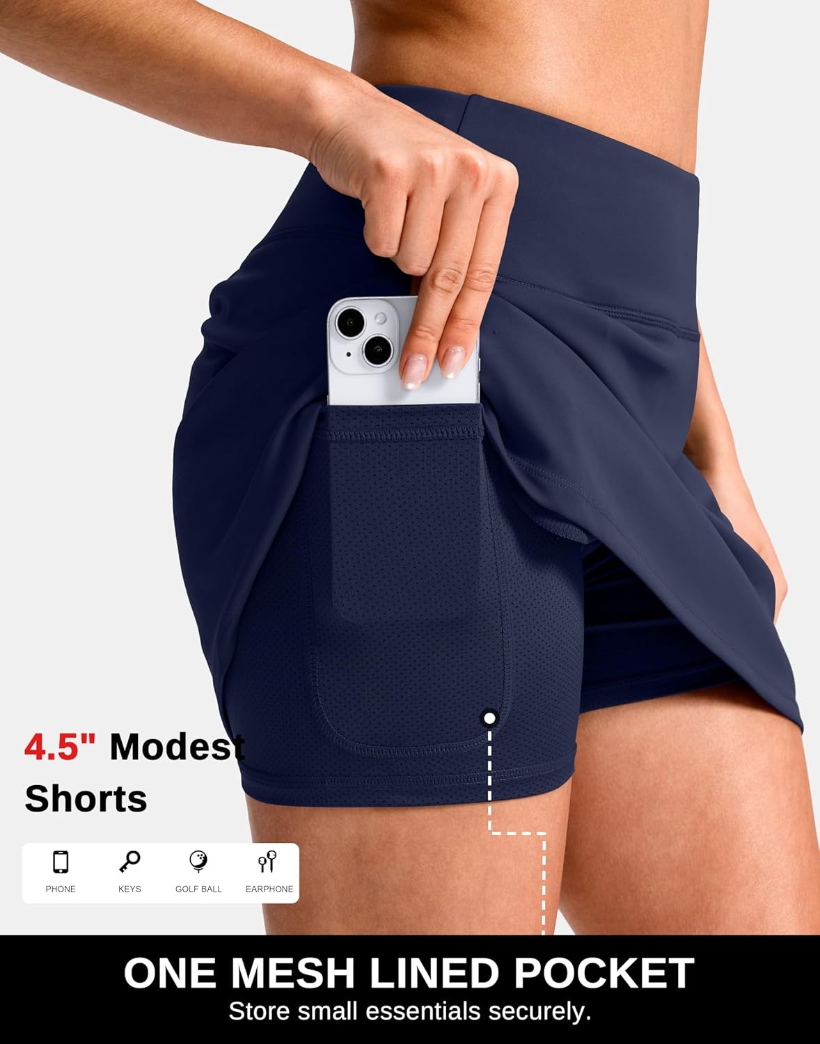 image:imageSANTINY 1416 Skorts for Women with 3 Pockets High Waisted Casual Golf Skort Pickleball Athletic Tennis SkirtNavy