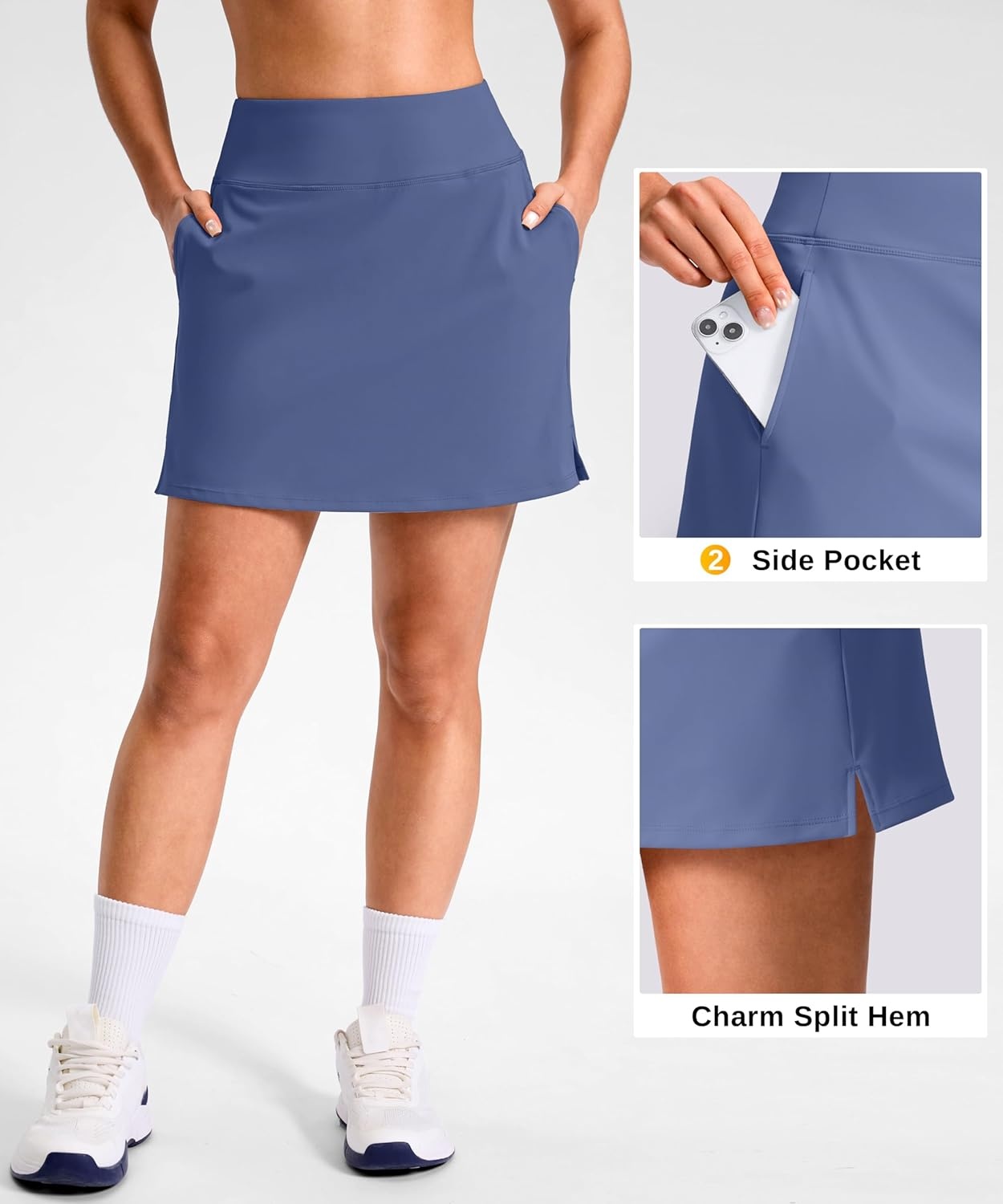 image:imageSANTINY 1416 Skorts for Women with 3 Pockets High Waisted Casual Golf Skort Pickleball Athletic Tennis SkirtPalace Blue