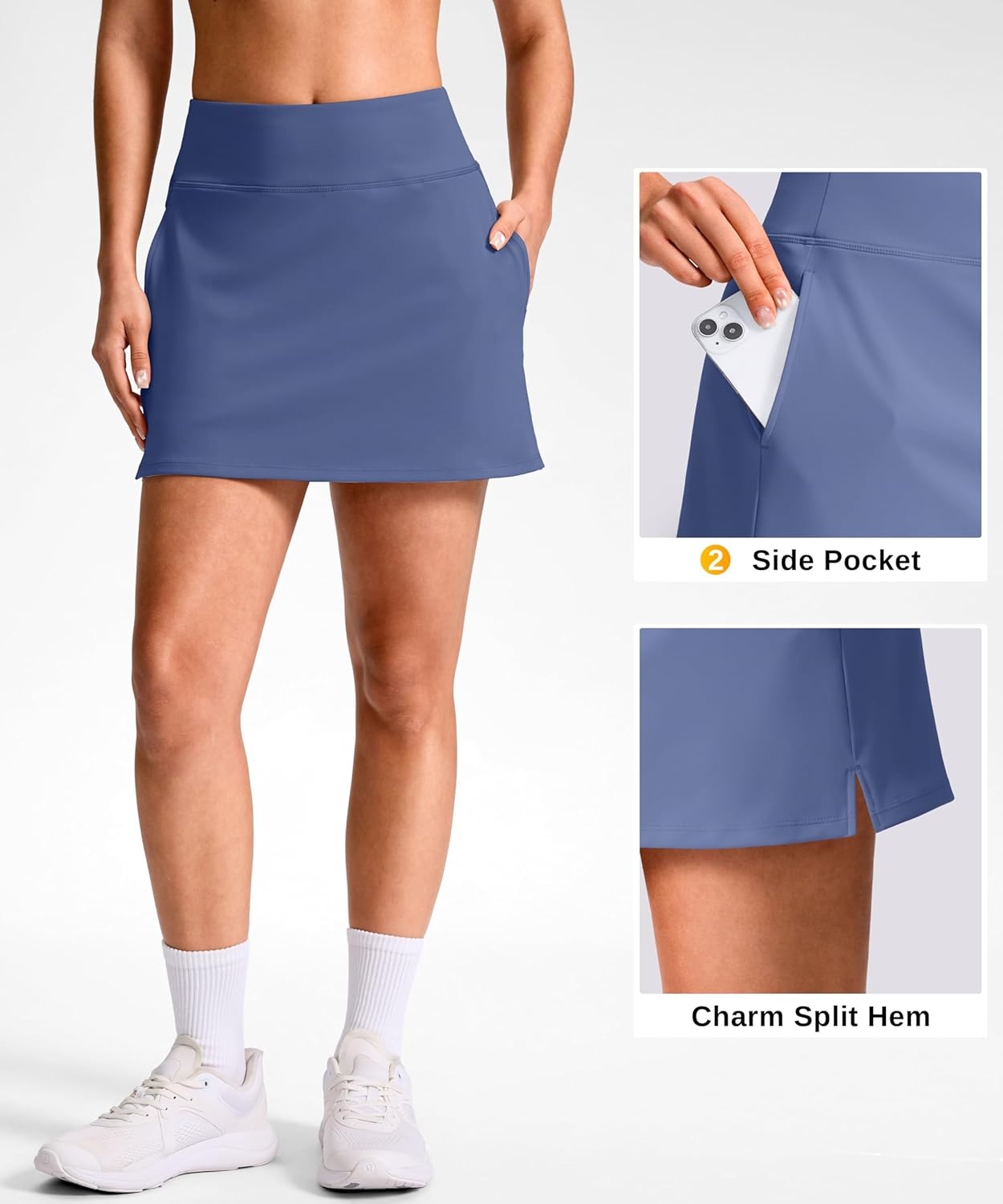 image:imageSANTINY 1416 Skorts for Women with 3 Pockets High Waisted Casual Golf Skort Pickleball Athletic Tennis SkirtPalace Blue