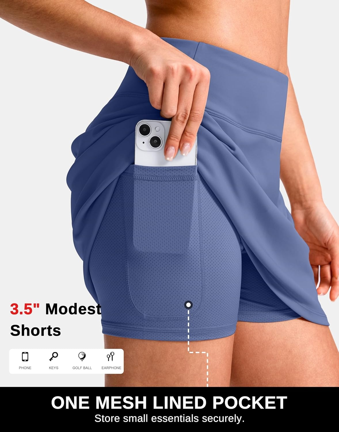 image:imageSANTINY 1416 Skorts for Women with 3 Pockets High Waisted Casual Golf Skort Pickleball Athletic Tennis SkirtPalace Blue