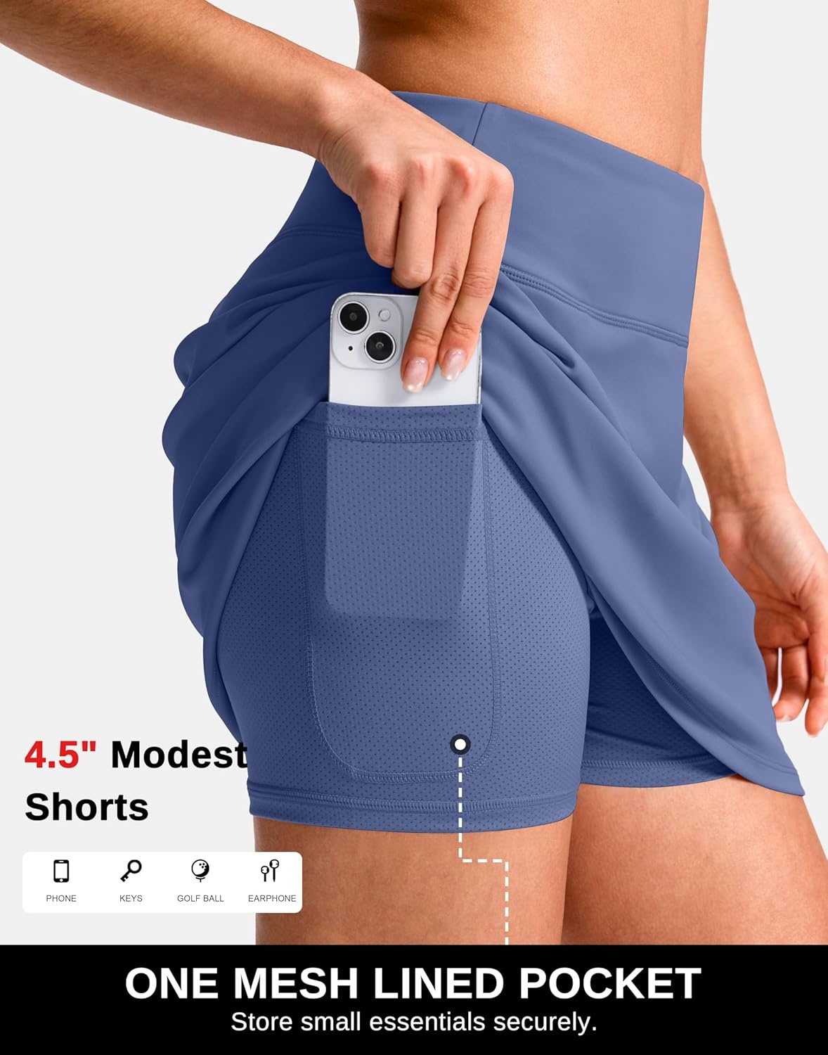 image:imageSANTINY 1416 Skorts for Women with 3 Pockets High Waisted Casual Golf Skort Pickleball Athletic Tennis SkirtPalace Blue