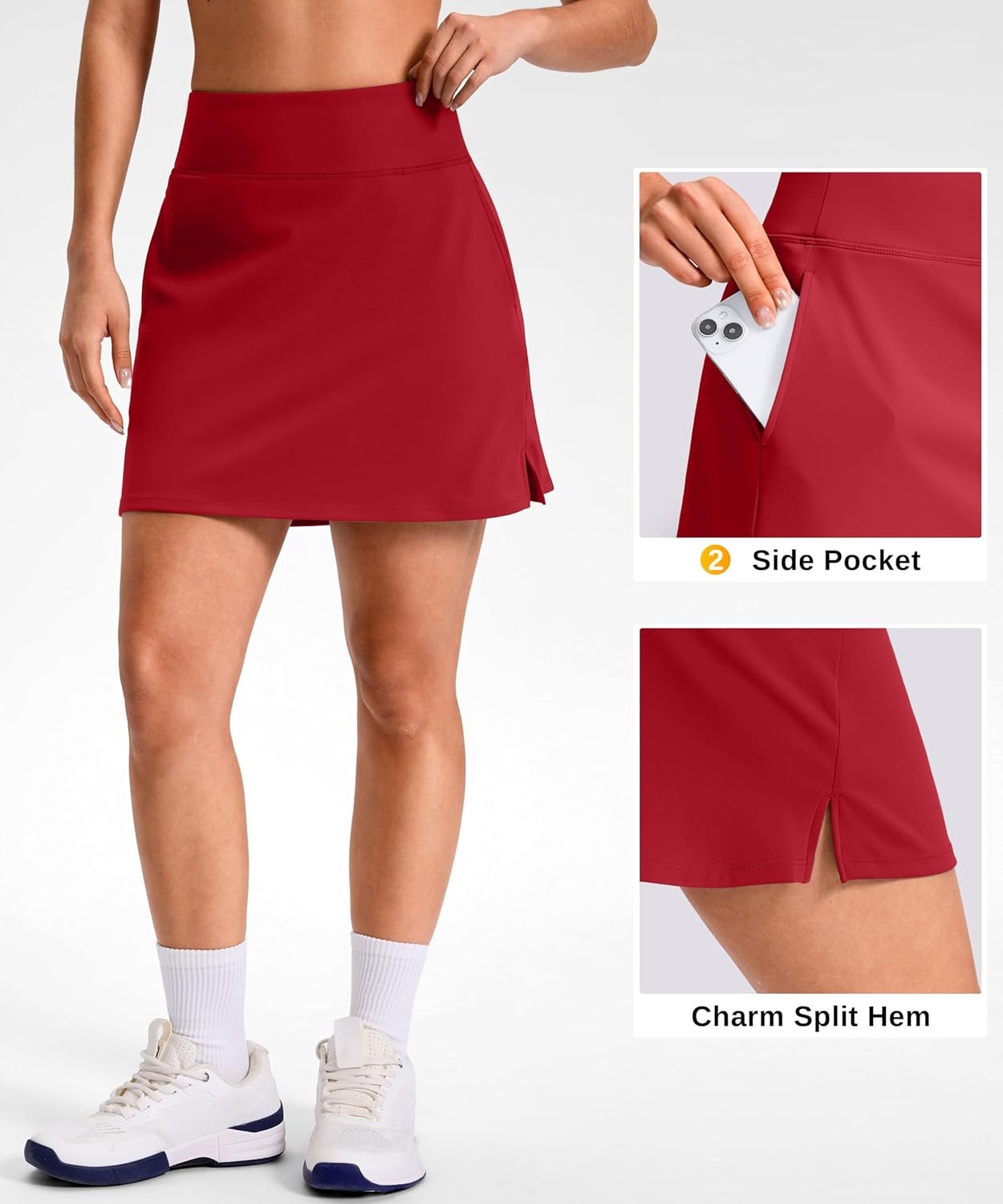 image:imageSANTINY 1416 Skorts for Women with 3 Pockets High Waisted Casual Golf Skort Pickleball Athletic Tennis SkirtRed