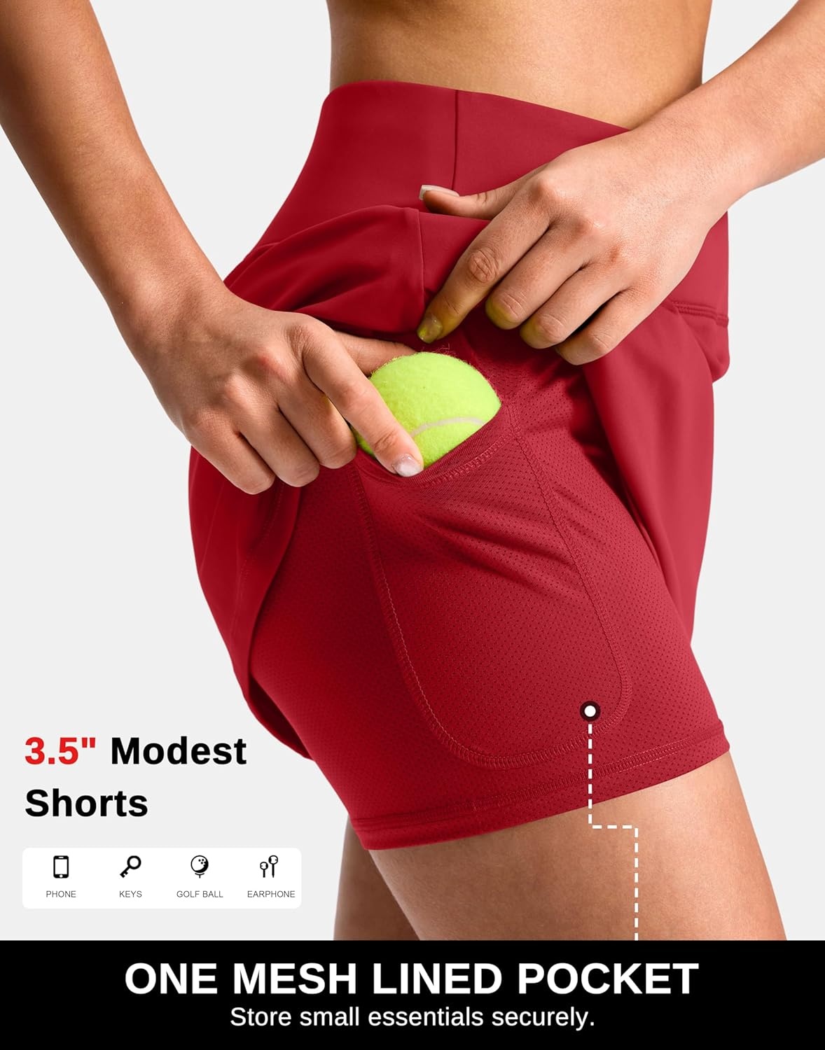 image:imageSANTINY 1416 Skorts for Women with 3 Pockets High Waisted Casual Golf Skort Pickleball Athletic Tennis SkirtRed