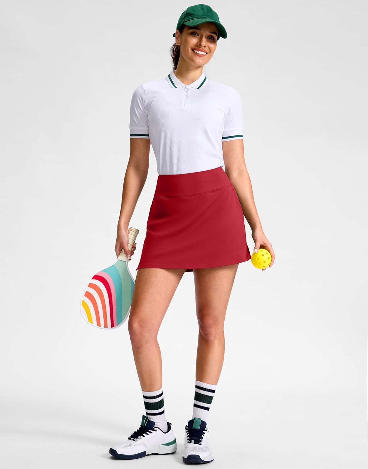 image:imageSANTINY 1416 Skorts for Women with 3 Pockets High Waisted Casual Golf Skort Pickleball Athletic Tennis SkirtRed