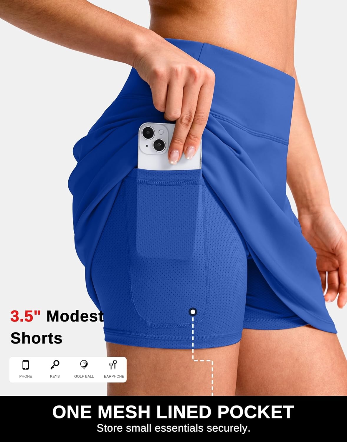 image:imageSANTINY 1416 Skorts for Women with 3 Pockets High Waisted Casual Golf Skort Pickleball Athletic Tennis SkirtRoyal Blue
