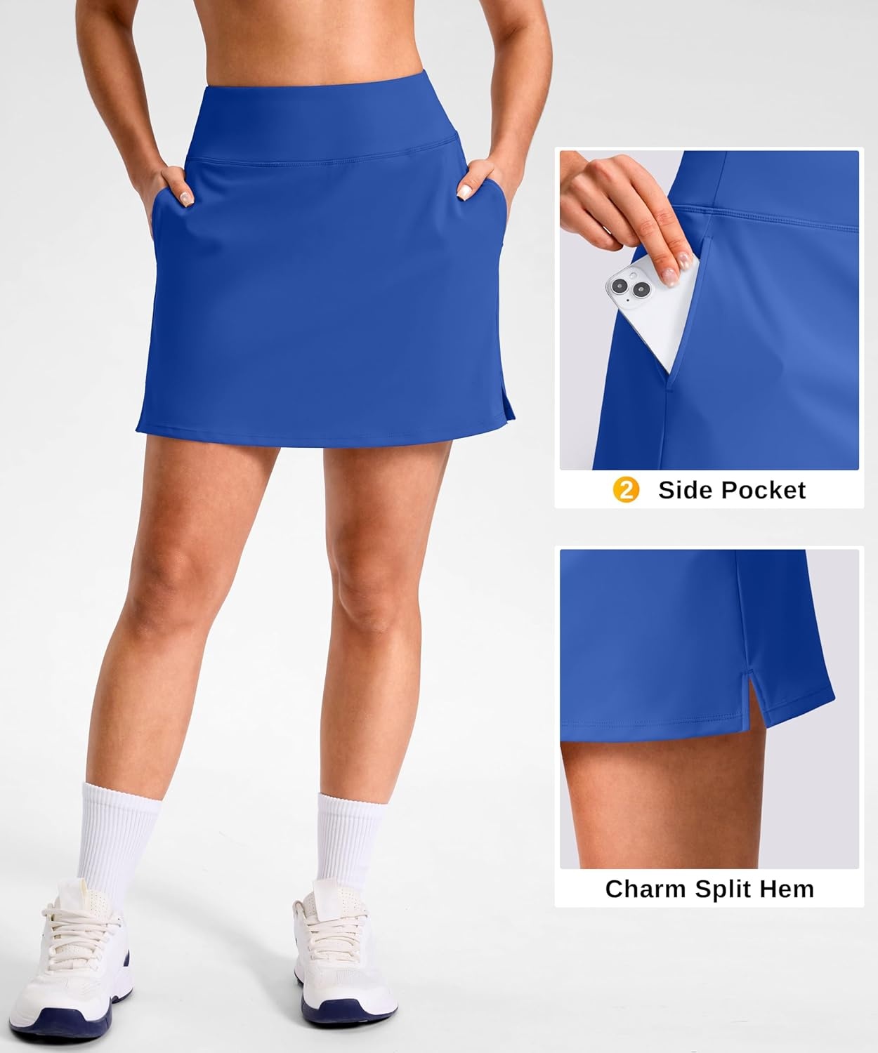 image:imageSANTINY 1416 Skorts for Women with 3 Pockets High Waisted Casual Golf Skort Pickleball Athletic Tennis SkirtRoyal Blue