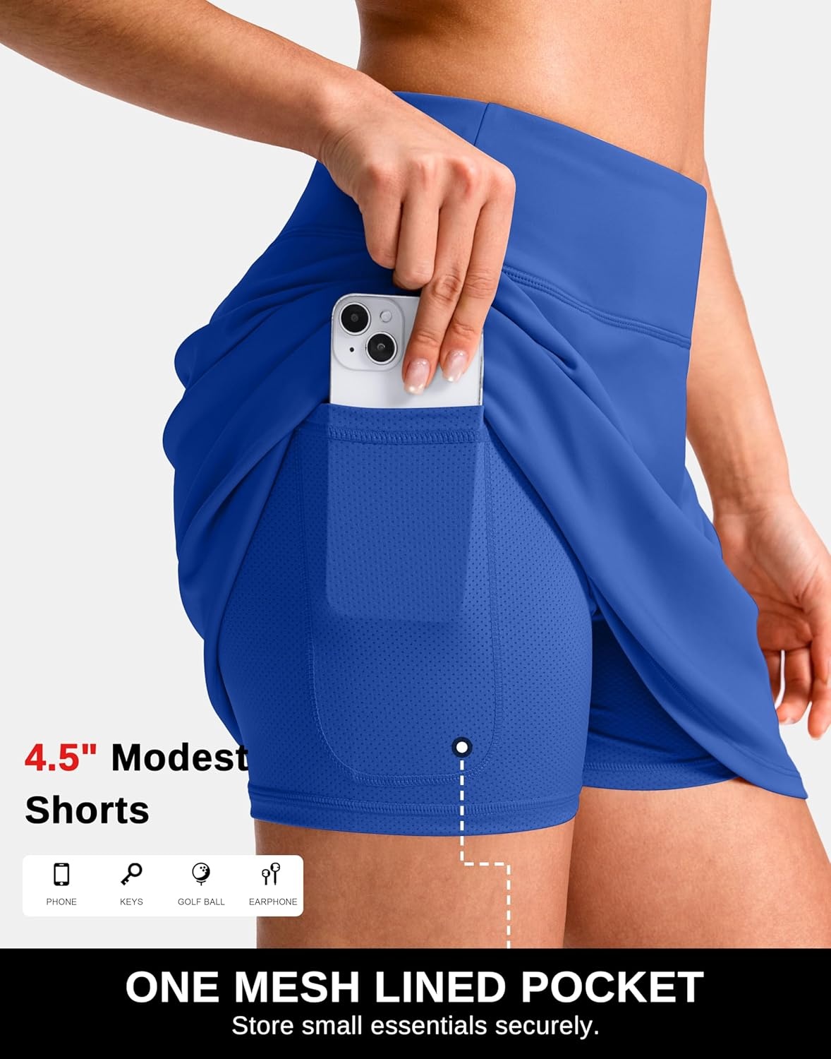 image:imageSANTINY 1416 Skorts for Women with 3 Pockets High Waisted Casual Golf Skort Pickleball Athletic Tennis SkirtRoyal Blue