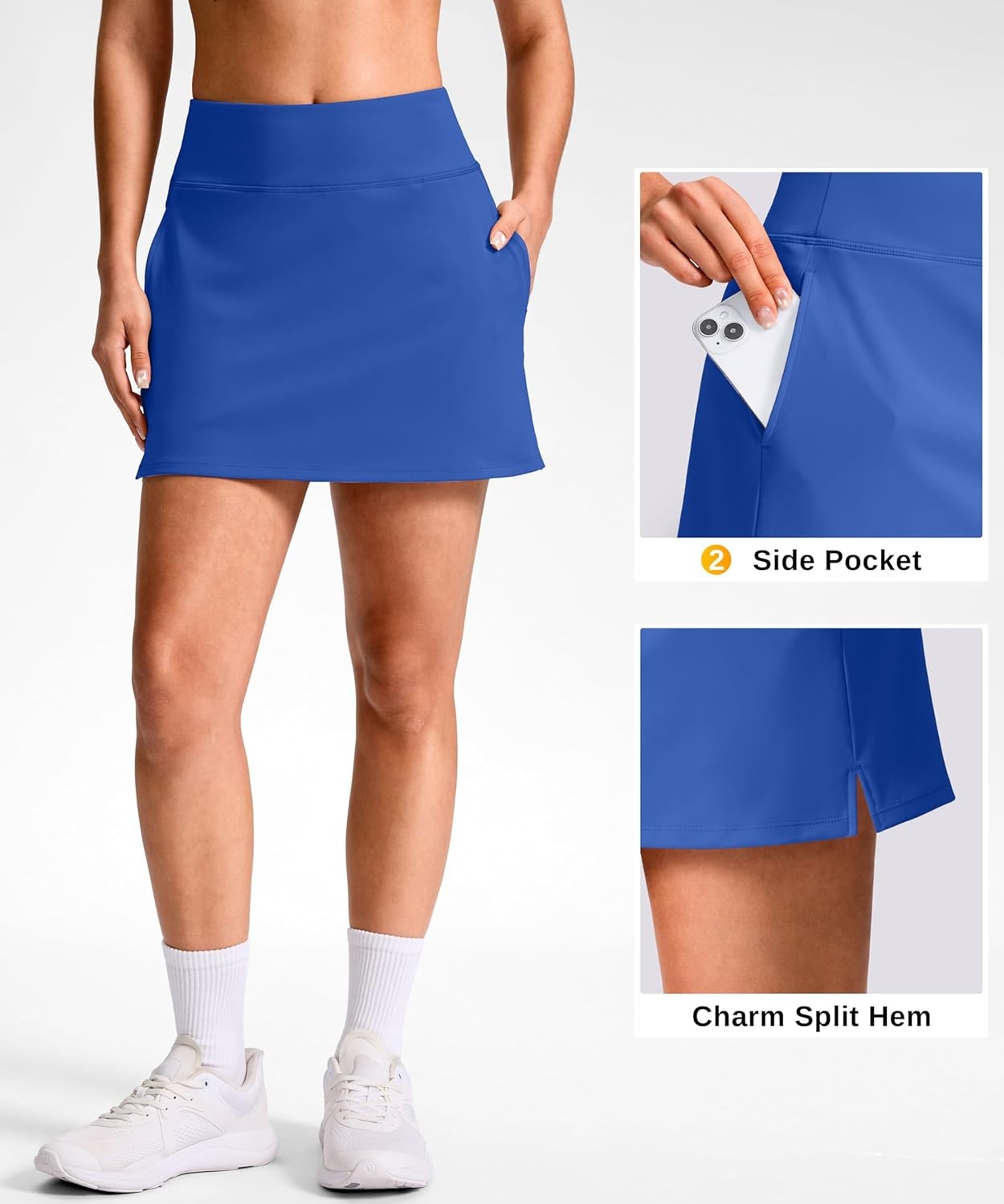 image:imageSANTINY 1416 Skorts for Women with 3 Pockets High Waisted Casual Golf Skort Pickleball Athletic Tennis SkirtRoyal Blue