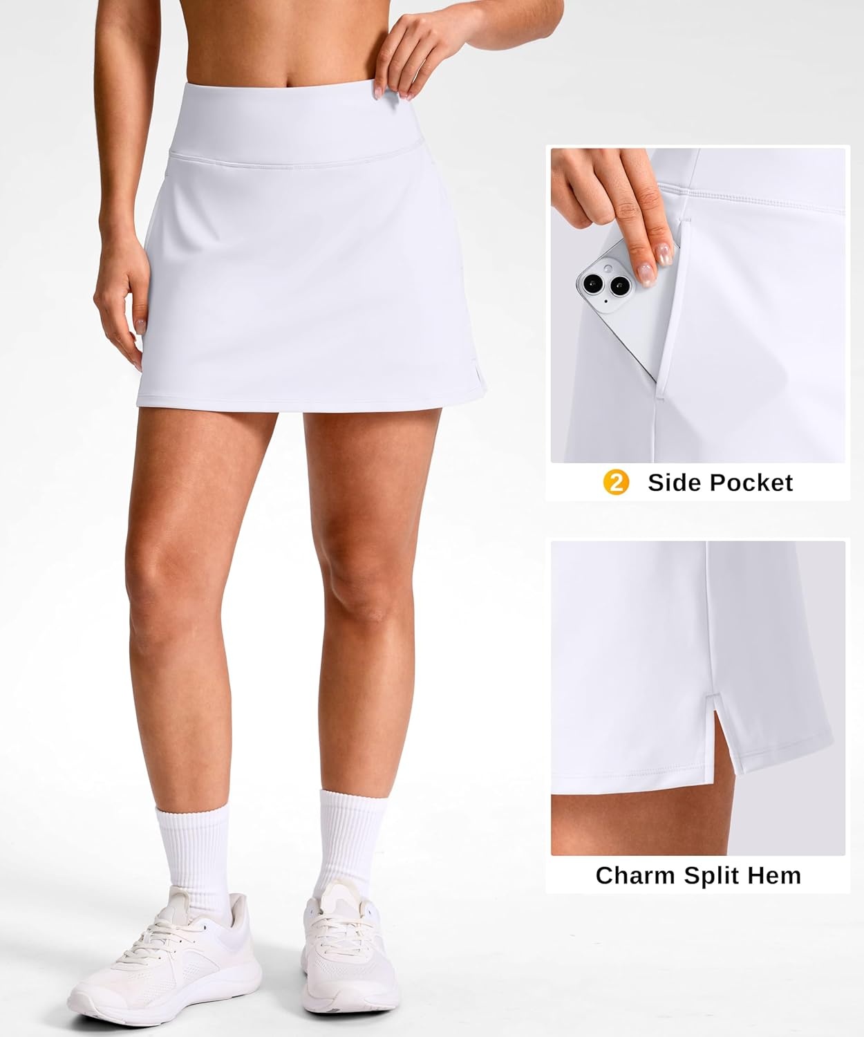 image:imageSANTINY 1416 Skorts for Women with 3 Pockets High Waisted Casual Golf Skort Pickleball Athletic Tennis SkirtWhite