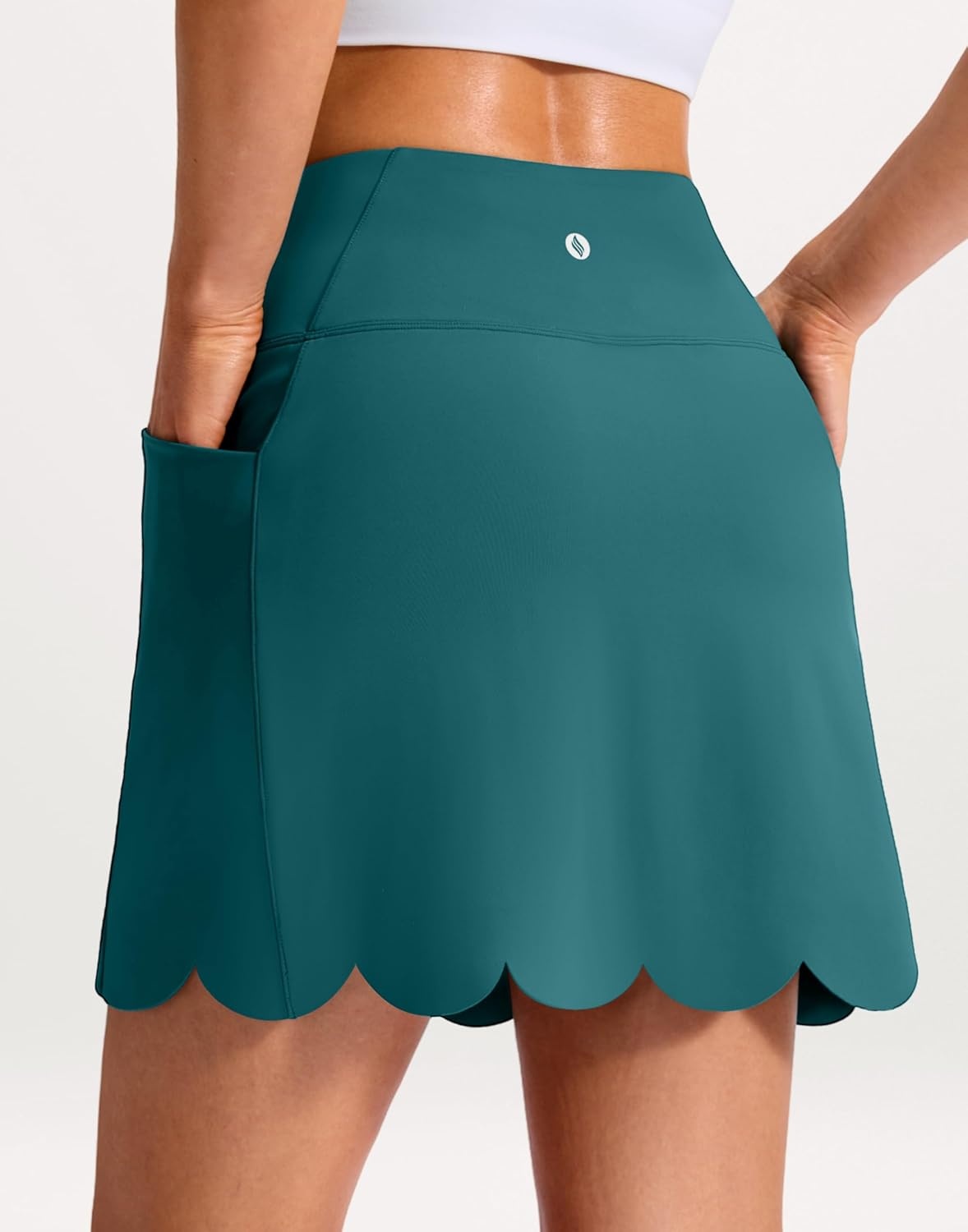 image:imageSANTINY 16 Skorts for Women with 4 Pockets High Waisted Scalloped Hem Athletic Tennis Skirt Golf Skort Dressy CasualBorealis Green