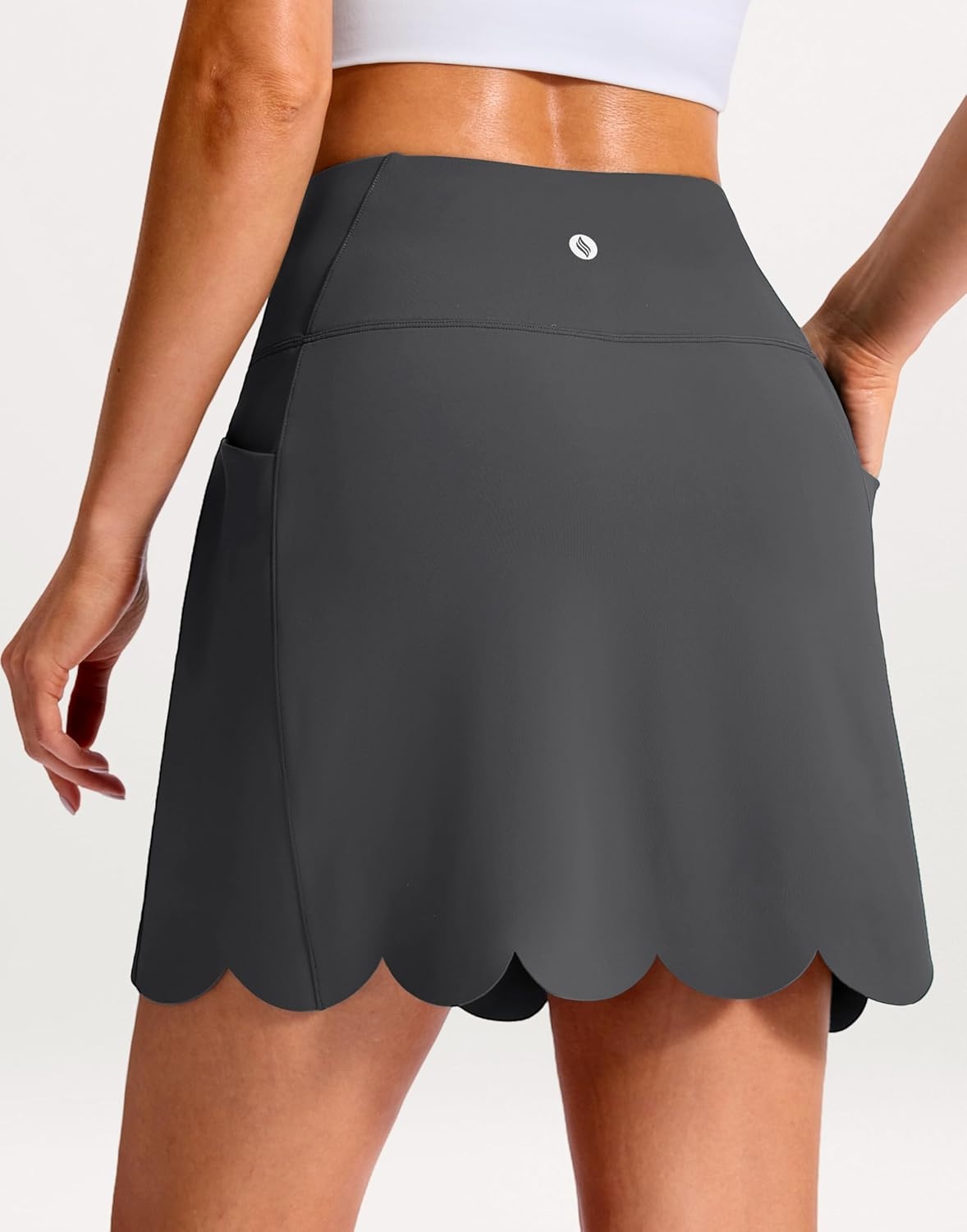 image:imageSANTINY 16 Skorts for Women with 4 Pockets High Waisted Scalloped Hem Athletic Tennis Skirt Golf Skort Dressy CasualGrey