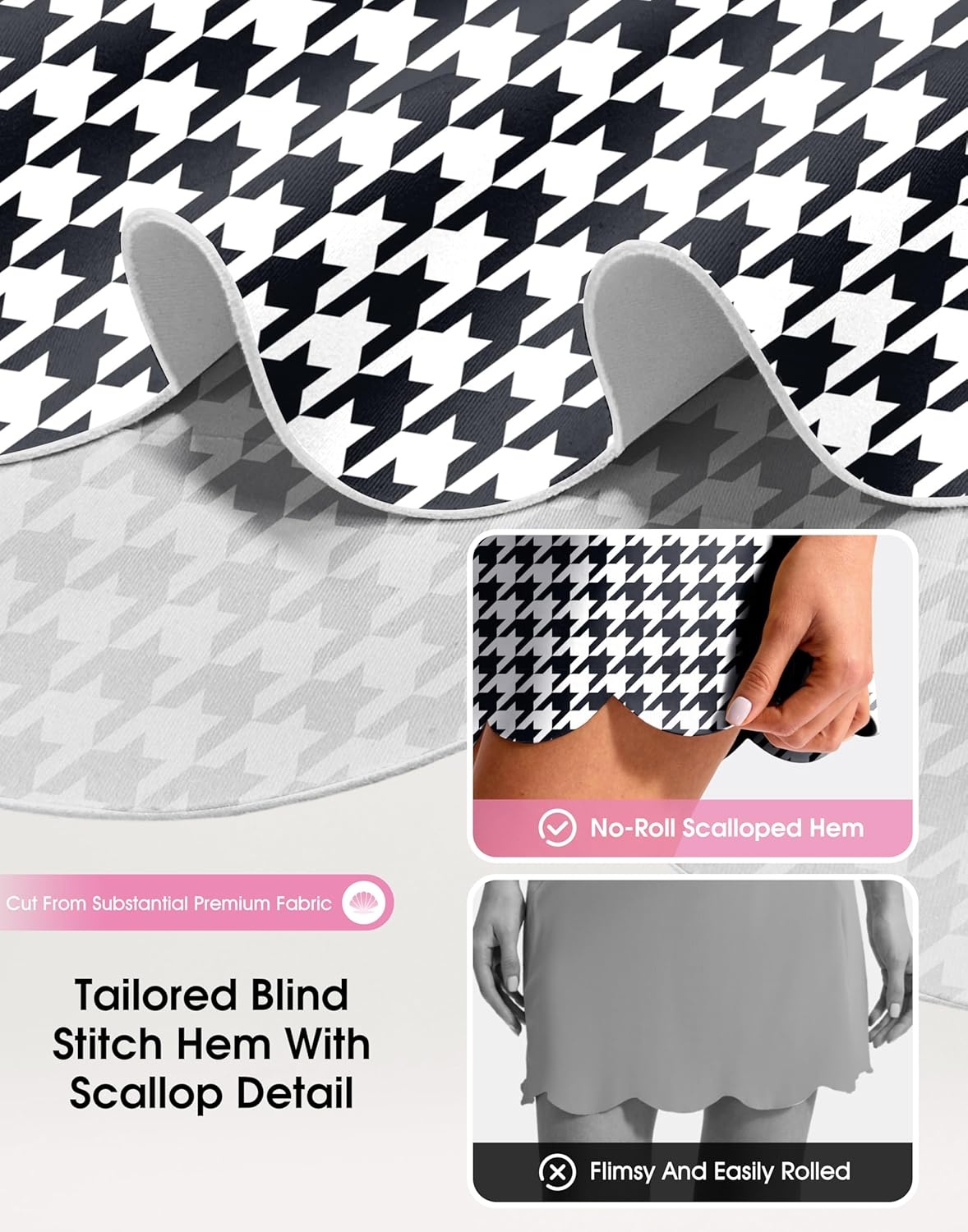 image:imageSANTINY 16 Skorts for Women with 4 Pockets High Waisted Scalloped Hem Athletic Tennis Skirt Golf Skort Dressy CasualHoundstooth