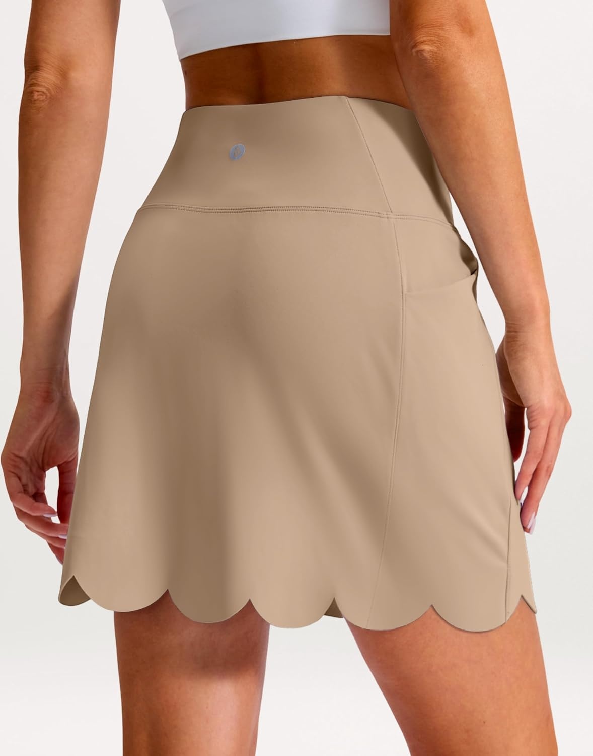 image:imageSANTINY 16 Skorts for Women with 4 Pockets High Waisted Scalloped Hem Athletic Tennis Skirt Golf Skort Dressy CasualKhaki