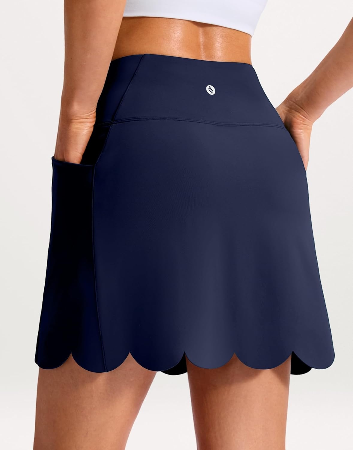 image:imageSANTINY 16 Skorts for Women with 4 Pockets High Waisted Scalloped Hem Athletic Tennis Skirt Golf Skort Dressy CasualNavy