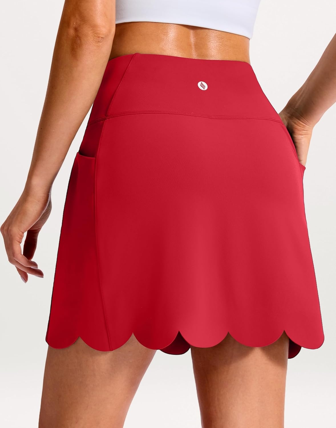 image:imageSANTINY 16 Skorts for Women with 4 Pockets High Waisted Scalloped Hem Athletic Tennis Skirt Golf Skort Dressy CasualRed
