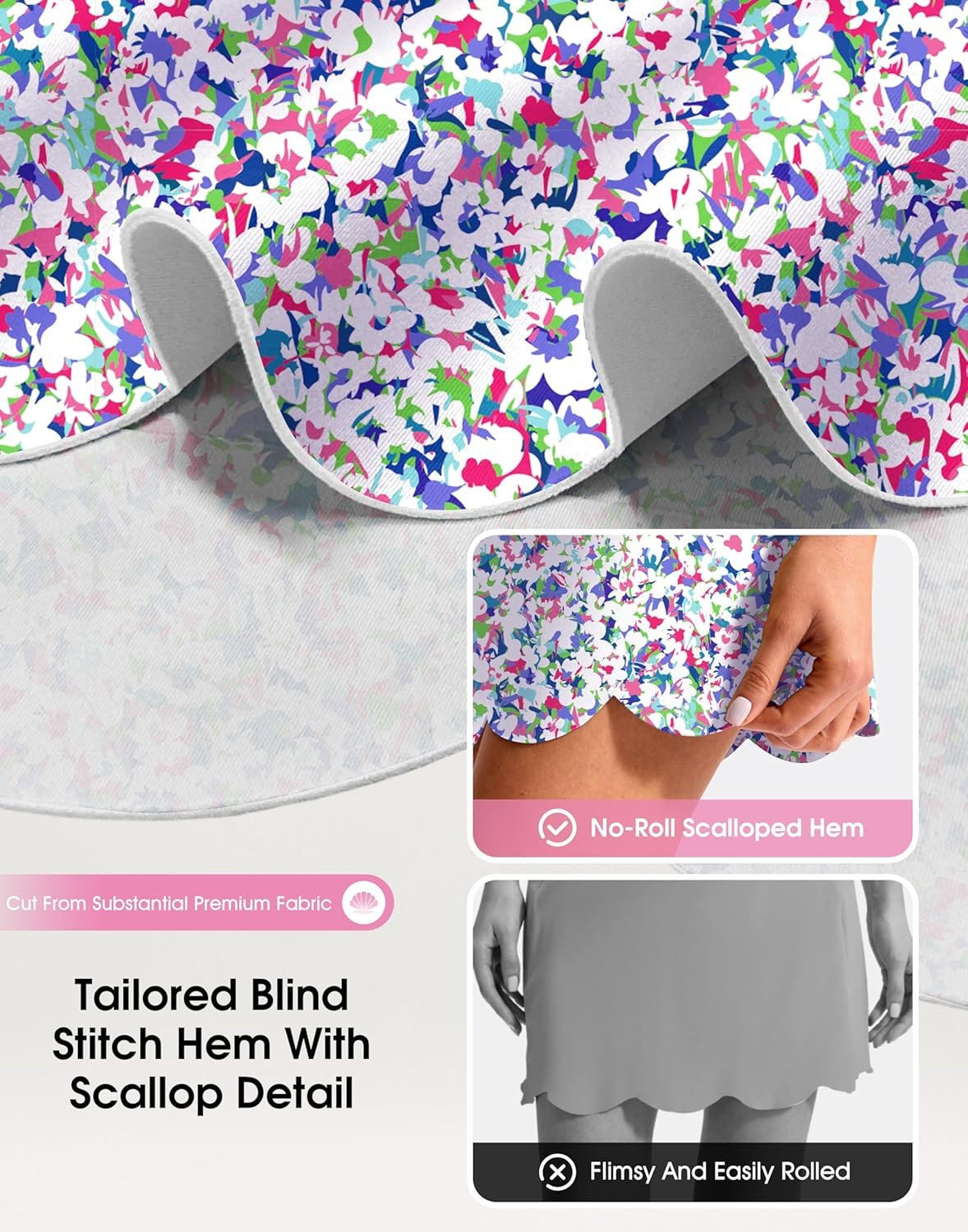 image:imageSANTINY 16 Skorts for Women with 4 Pockets High Waisted Scalloped Hem Athletic Tennis Skirt Golf Skort Dressy CasualSmall Abstract Flower