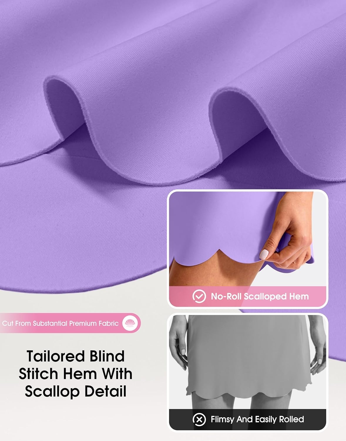 image:imageSANTINY 16 Skorts for Women with 4 Pockets High Waisted Scalloped Hem Athletic Tennis Skirt Golf Skort Dressy CasualViolet