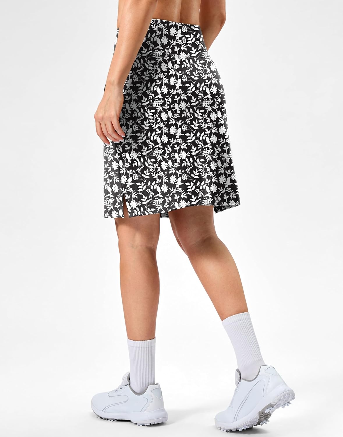 image:imageSANTINY 20 Skorts for Women 3 Pockets High Waist Long Athletic Tennis Skirt Golf Skort for Casual Summer TravelBlack Flower