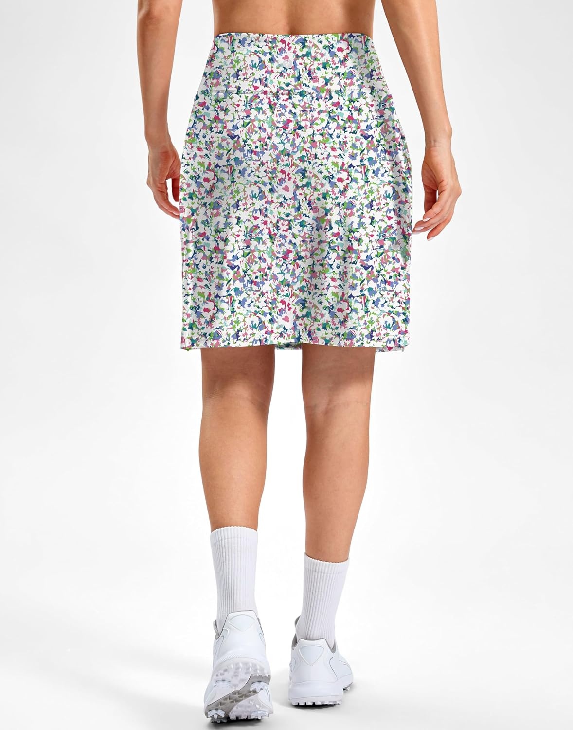 image:imageSANTINY 20 Skorts for Women 3 Pockets High Waist Long Athletic Tennis Skirt Golf Skort for Casual Summer TravelC Abstract Flower