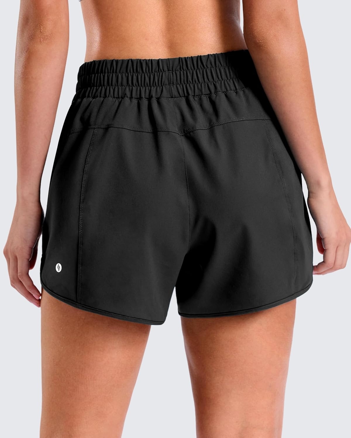 image:imageSANTINY 34 Athletic Running Shorts for Women Dolphin High Waisted Quick Dry Workout Gym Shorts with Zipper PocketBlack