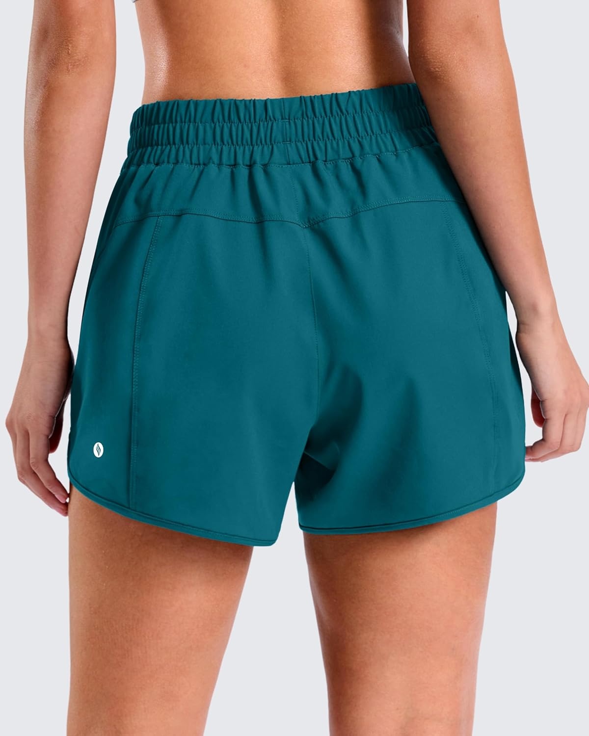 image:imageSANTINY 34 Athletic Running Shorts for Women Dolphin High Waisted Quick Dry Workout Gym Shorts with Zipper PocketBorealis Green