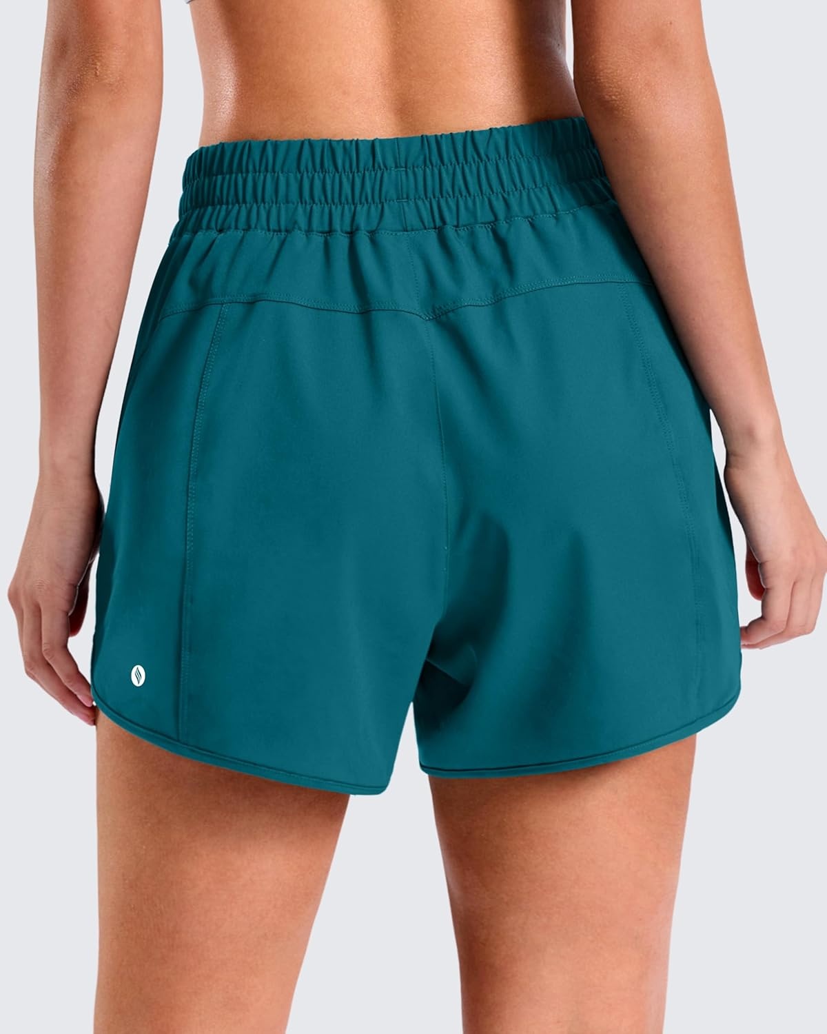 image:imageSANTINY 34 Athletic Running Shorts for Women Dolphin High Waisted Quick Dry Workout Gym Shorts with Zipper PocketBorealis Green