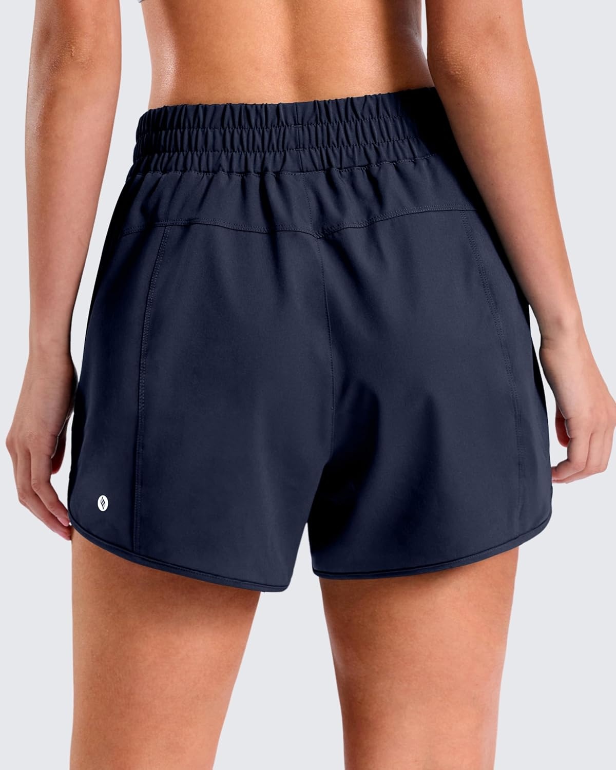 image:imageSANTINY 34 Athletic Running Shorts for Women Dolphin High Waisted Quick Dry Workout Gym Shorts with Zipper PocketCnavy