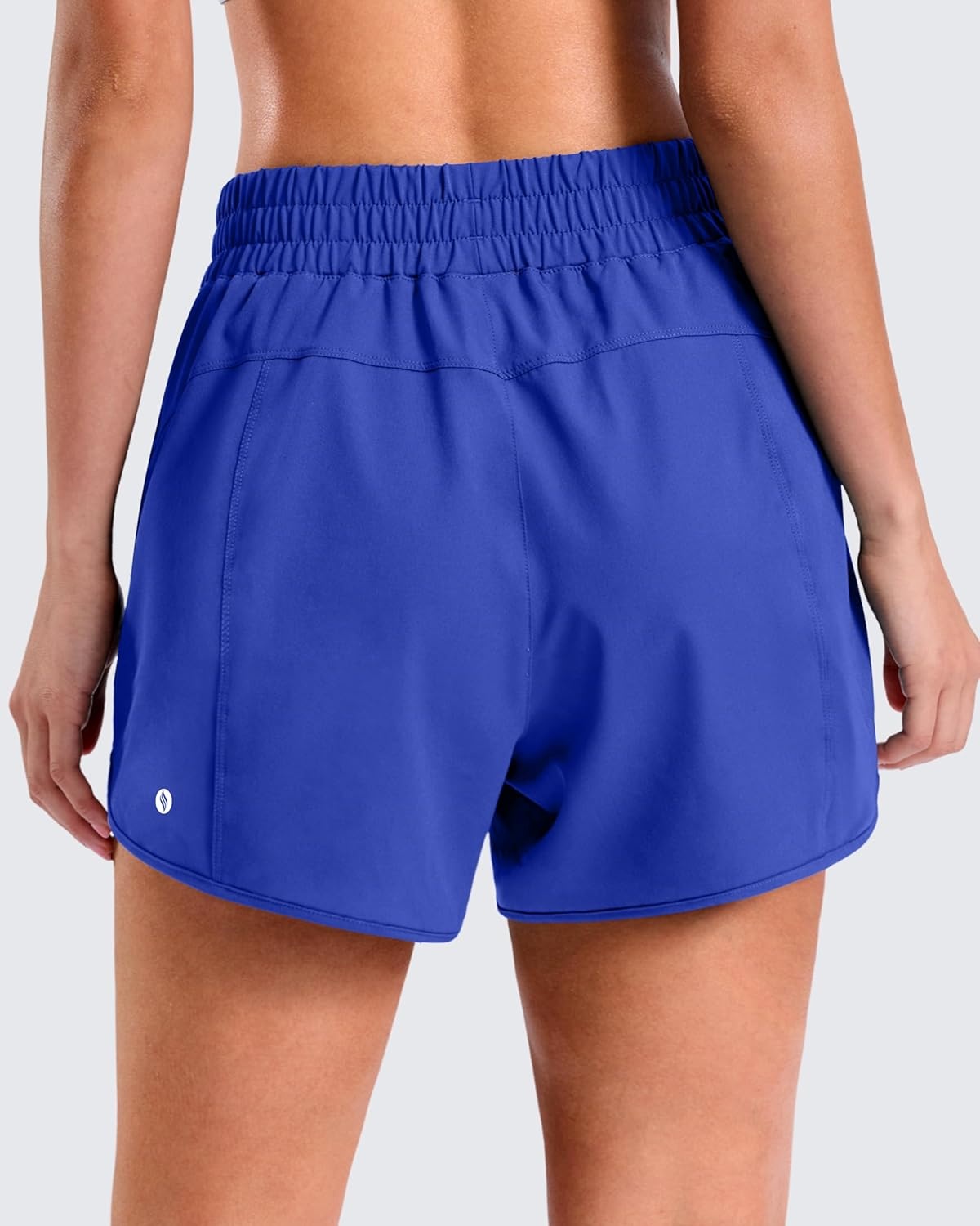 image:imageSANTINY 34 Athletic Running Shorts for Women Dolphin High Waisted Quick Dry Workout Gym Shorts with Zipper PocketCneon Blue