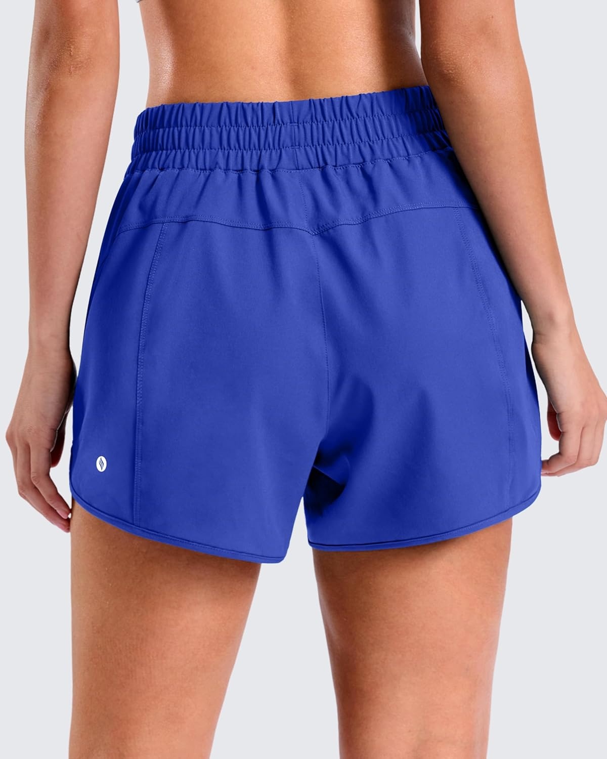 image:imageSANTINY 34 Athletic Running Shorts for Women Dolphin High Waisted Quick Dry Workout Gym Shorts with Zipper PocketCneon Blue