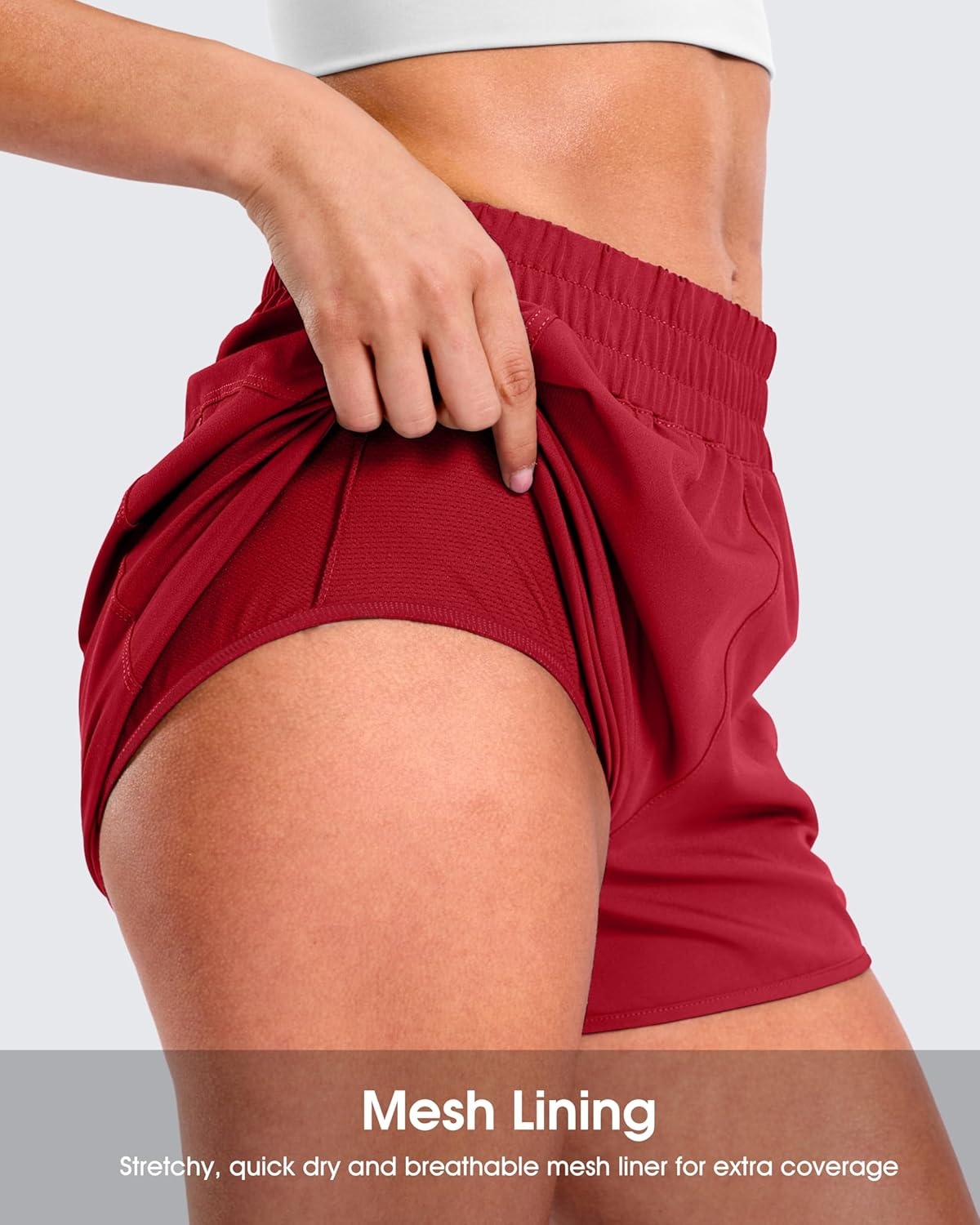 image:imageSANTINY 34 Athletic Running Shorts for Women Dolphin High Waisted Quick Dry Workout Gym Shorts with Zipper PocketCred