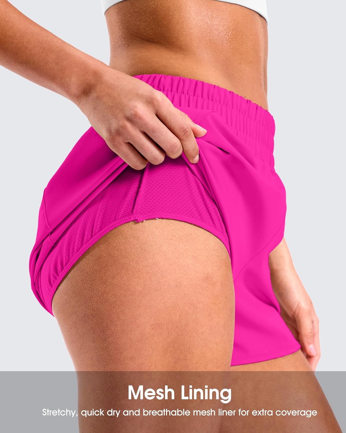 image:imageSANTINY 34 Athletic Running Shorts for Women Dolphin High Waisted Quick Dry Workout Gym Shorts with Zipper PocketCrose