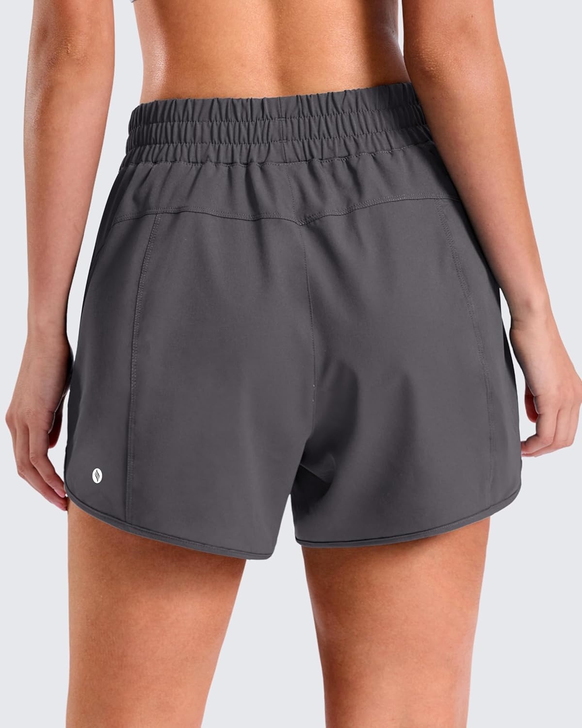 image:imageSANTINY 34 Athletic Running Shorts for Women Dolphin High Waisted Quick Dry Workout Gym Shorts with Zipper PocketDark Grey