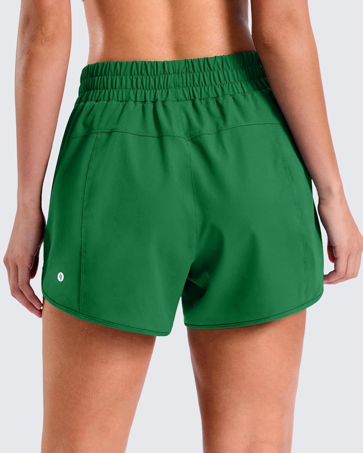image:imageSANTINY 34 Athletic Running Shorts for Women Dolphin High Waisted Quick Dry Workout Gym Shorts with Zipper PocketGreen