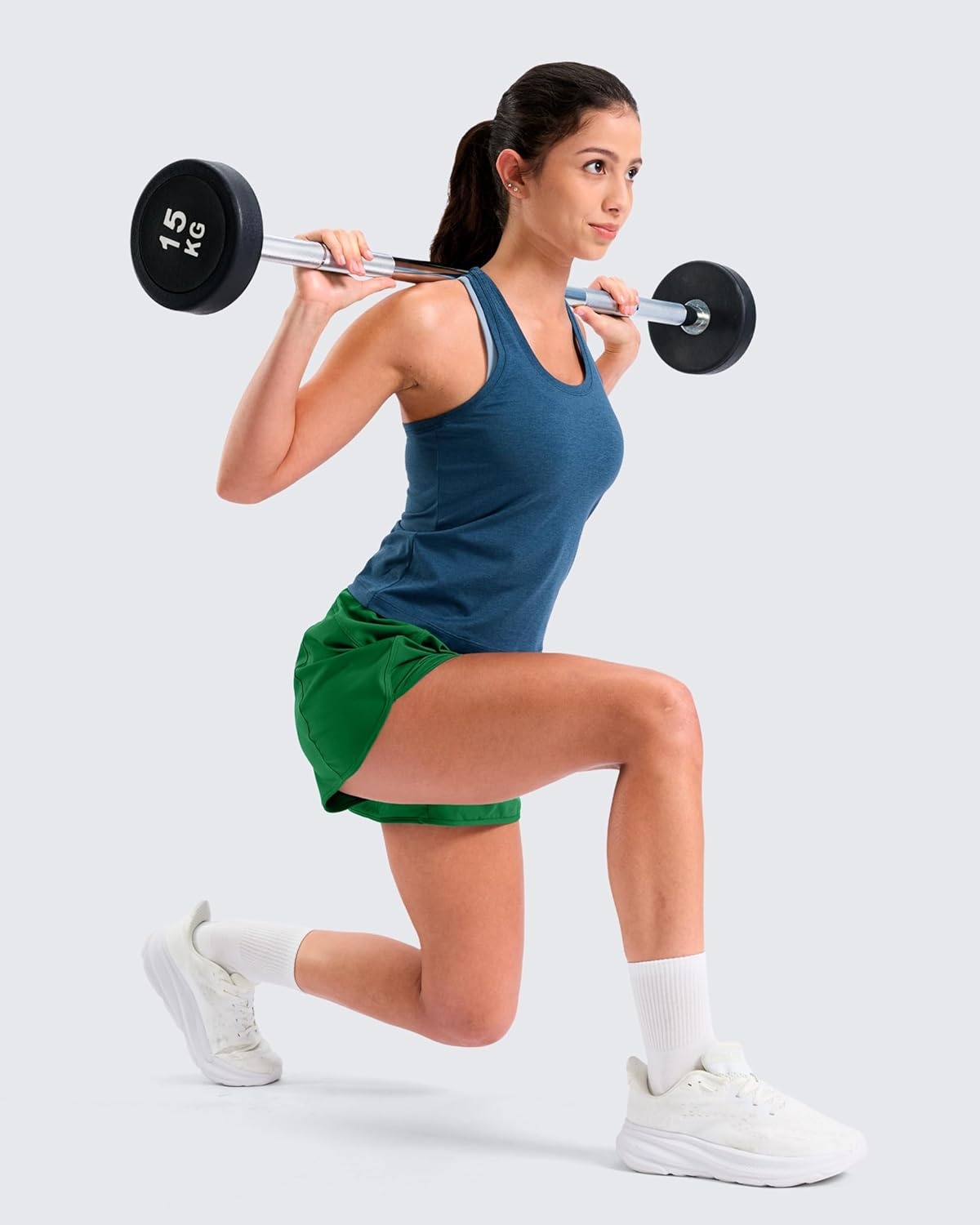 image:imageSANTINY 34 Athletic Running Shorts for Women Dolphin High Waisted Quick Dry Workout Gym Shorts with Zipper PocketGreen