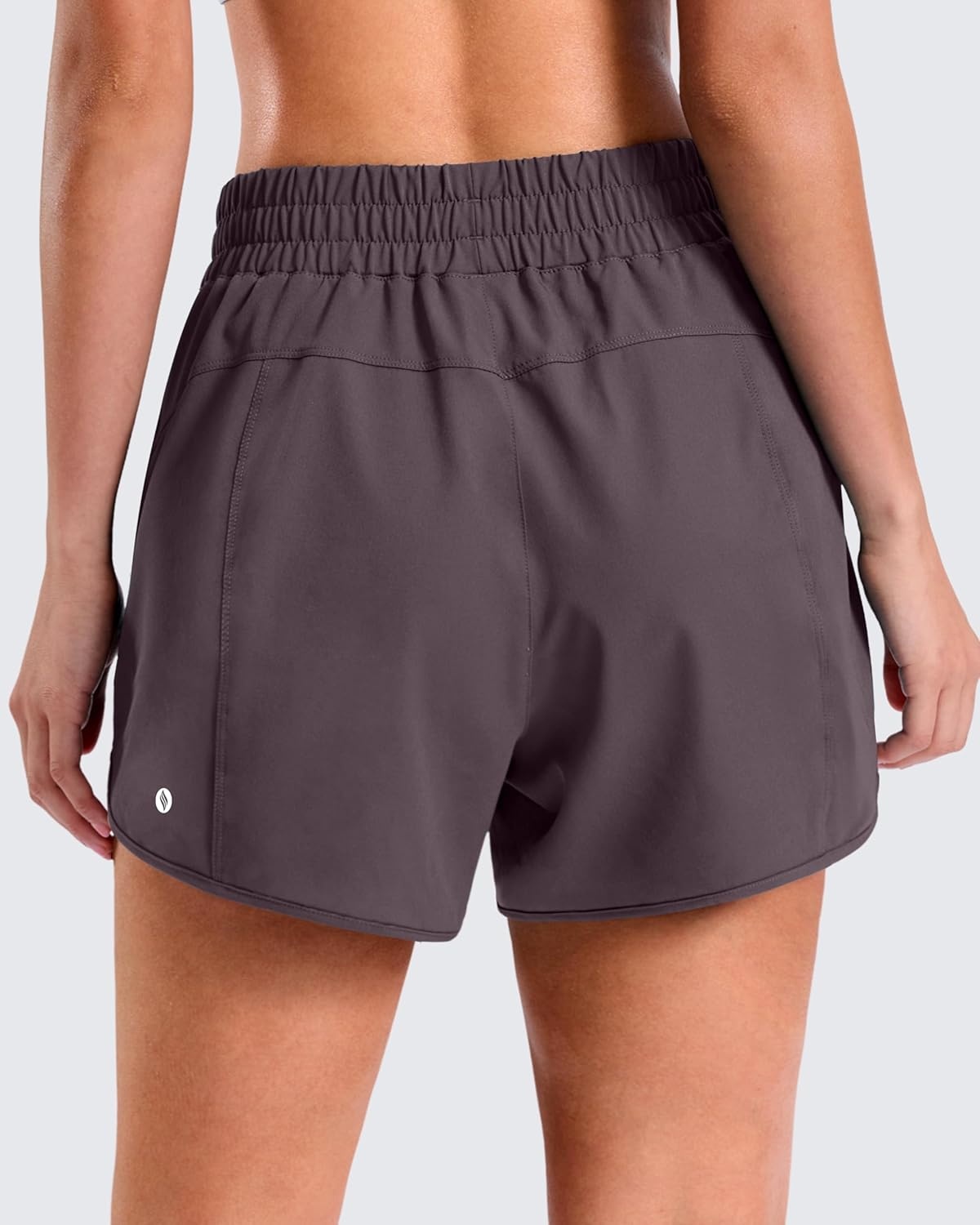 image:imageSANTINY 34 Athletic Running Shorts for Women Dolphin High Waisted Quick Dry Workout Gym Shorts with Zipper PocketGrey Purple