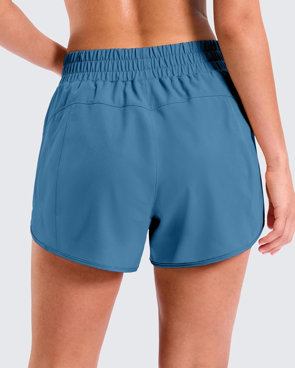 image:imageSANTINY 34 Athletic Running Shorts for Women Dolphin High Waisted Quick Dry Workout Gym Shorts with Zipper PocketIndigo