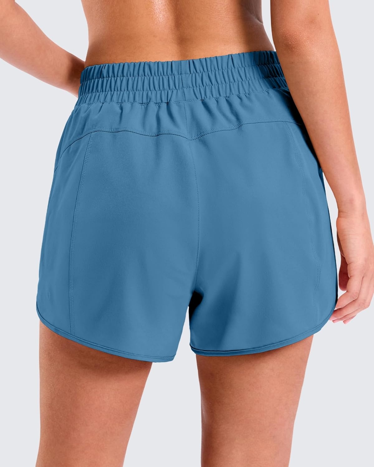 image:imageSANTINY 34 Athletic Running Shorts for Women Dolphin High Waisted Quick Dry Workout Gym Shorts with Zipper PocketIndigo