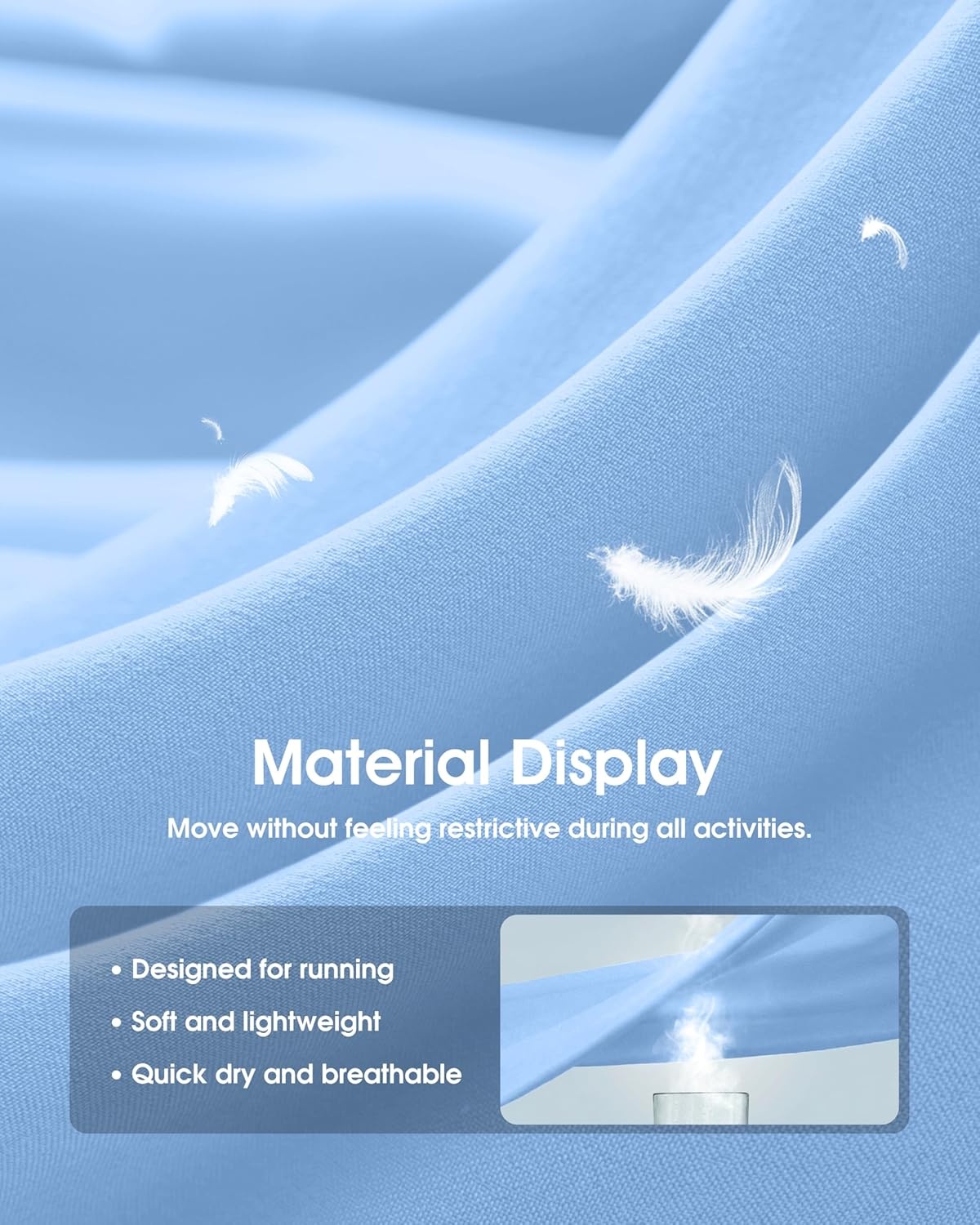 image:imageSANTINY 34 Athletic Running Shorts for Women Dolphin High Waisted Quick Dry Workout Gym Shorts with Zipper PocketLight Blue