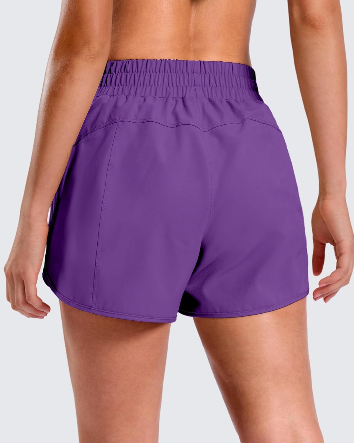 image:imageSANTINY 34 Athletic Running Shorts for Women Dolphin High Waisted Quick Dry Workout Gym Shorts with Zipper PocketPurple