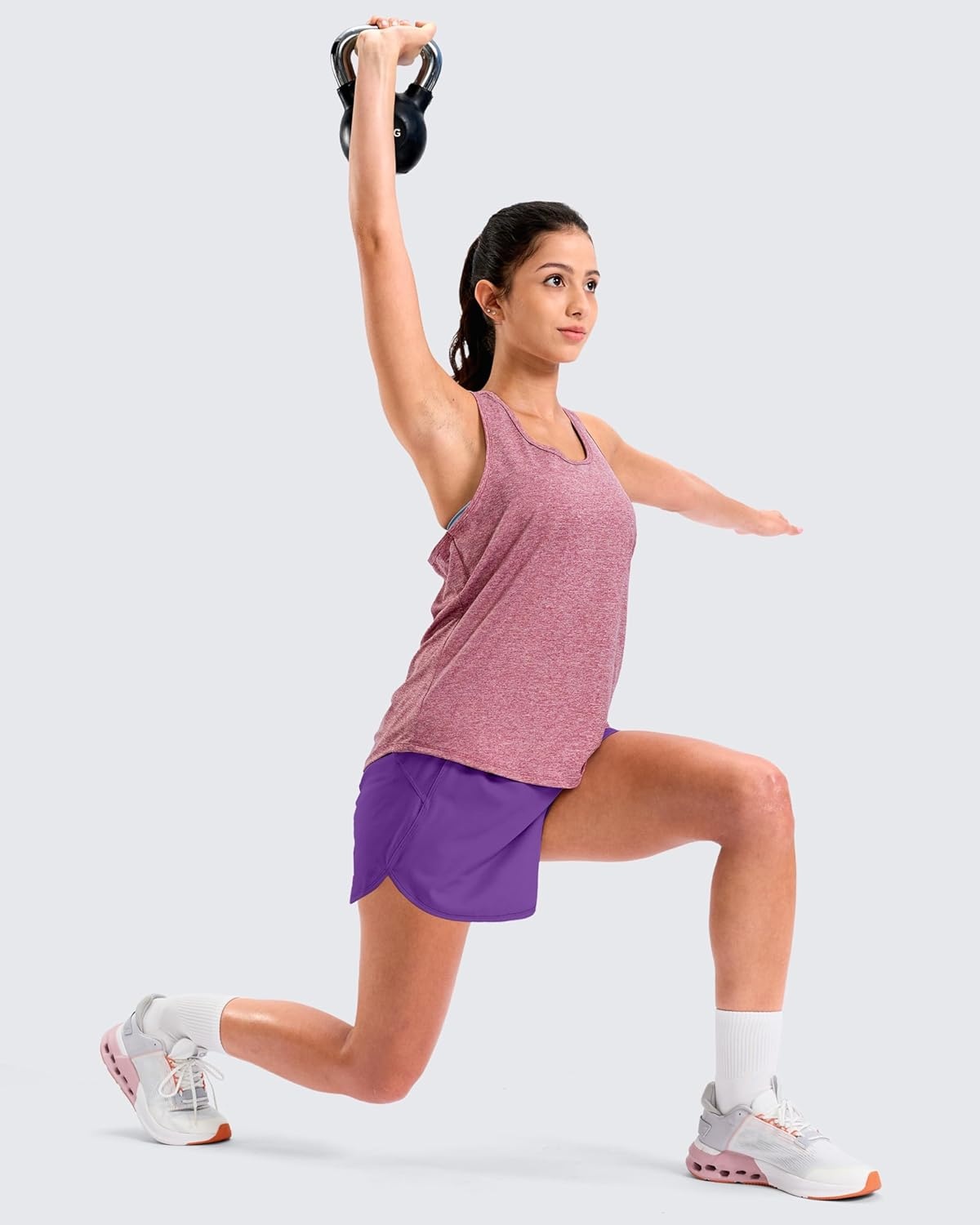 image:imageSANTINY 34 Athletic Running Shorts for Women Dolphin High Waisted Quick Dry Workout Gym Shorts with Zipper PocketPurple