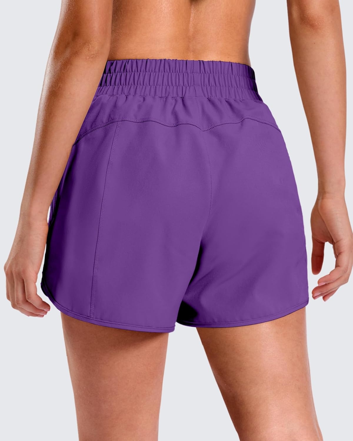 image:imageSANTINY 34 Athletic Running Shorts for Women Dolphin High Waisted Quick Dry Workout Gym Shorts with Zipper PocketPurple