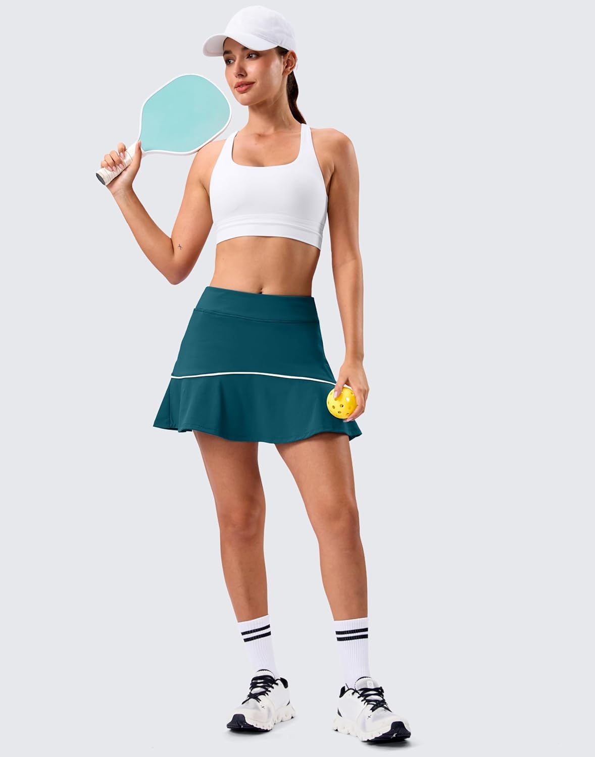 image:imageSANTINY Tennis Skirts for Women Pleated Athletic Skirt with 2 Pockets Stretchy Shorts Causal Pickleball Golf SkortDark Teal
